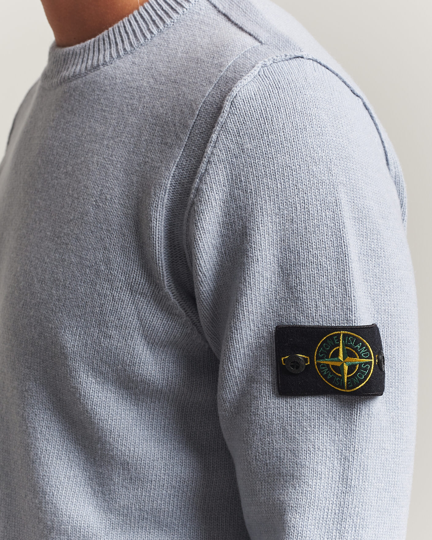 Hombres | Jerséis y prendas de punto | Stone Island | Knitted Lambswool Crew Neck Ash Grey