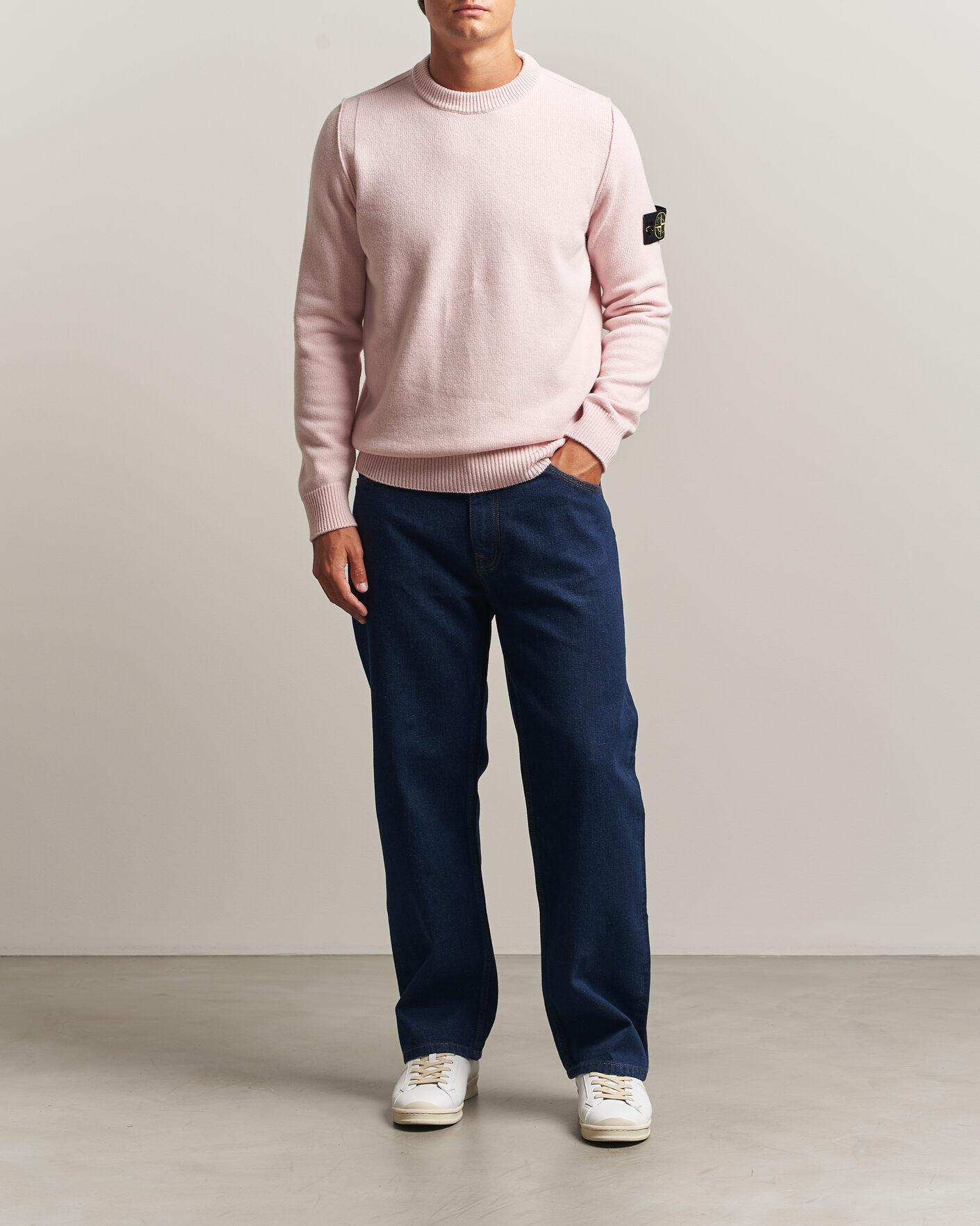 Hombres | Jerséis y prendas de punto | Stone Island | Knitted Lambswool Crew Neck Antique Rose