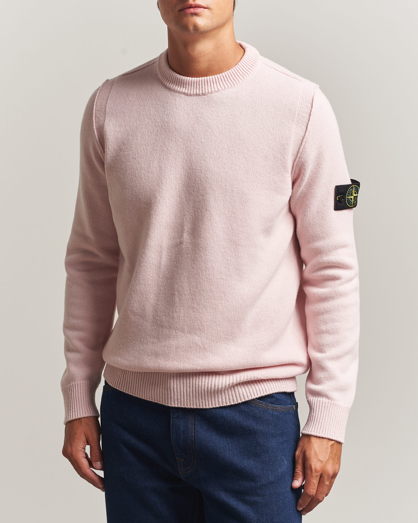Hombres | Jerséis y prendas de punto | Stone Island | Knitted Lambswool Crew Neck Antique Rose