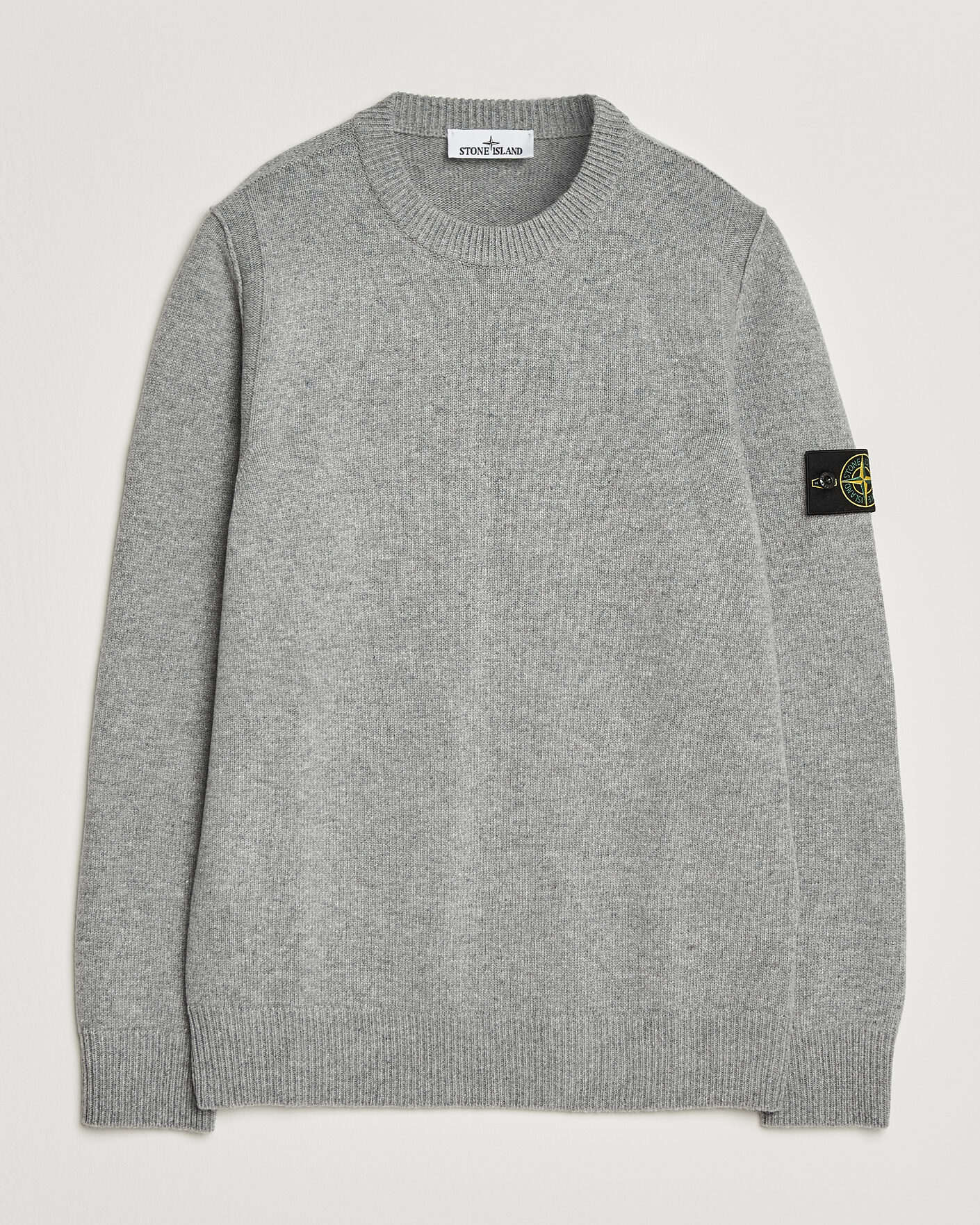 Hombres | Jerséis y prendas de punto | Stone Island | Knitted Lambswool Crew Neck Grey Melange