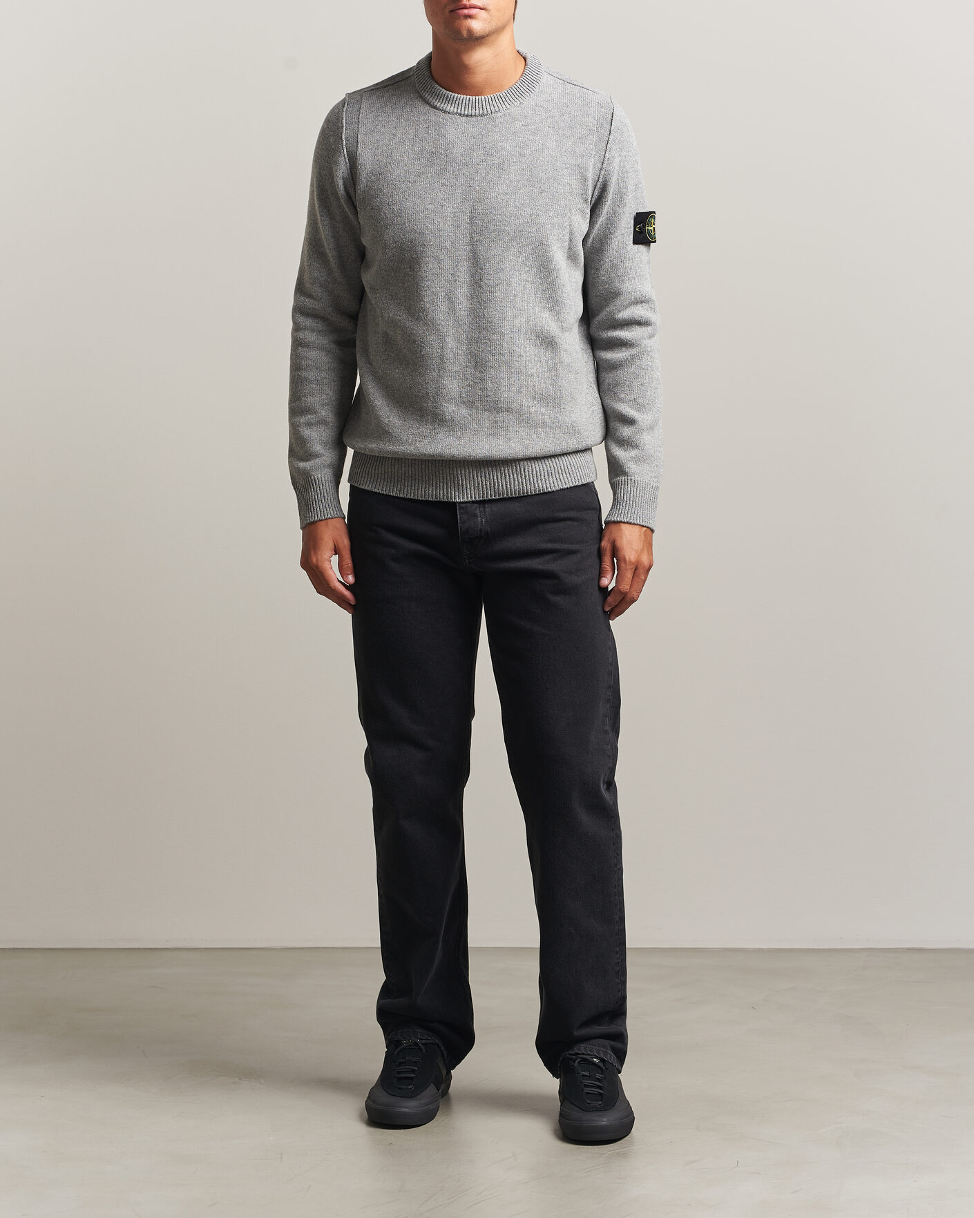 Hombres | Jerséis y prendas de punto | Stone Island | Knitted Lambswool Crew Neck Grey Melange