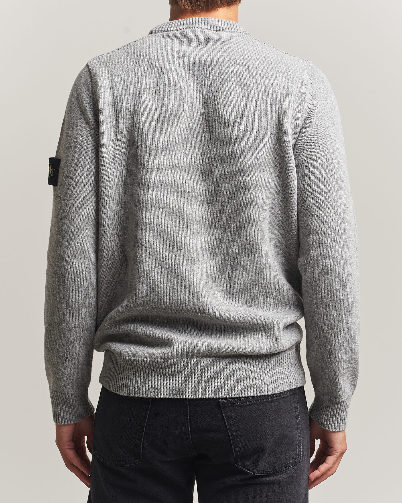 Hombres | Jerséis y prendas de punto | Stone Island | Knitted Lambswool Crew Neck Grey Melange