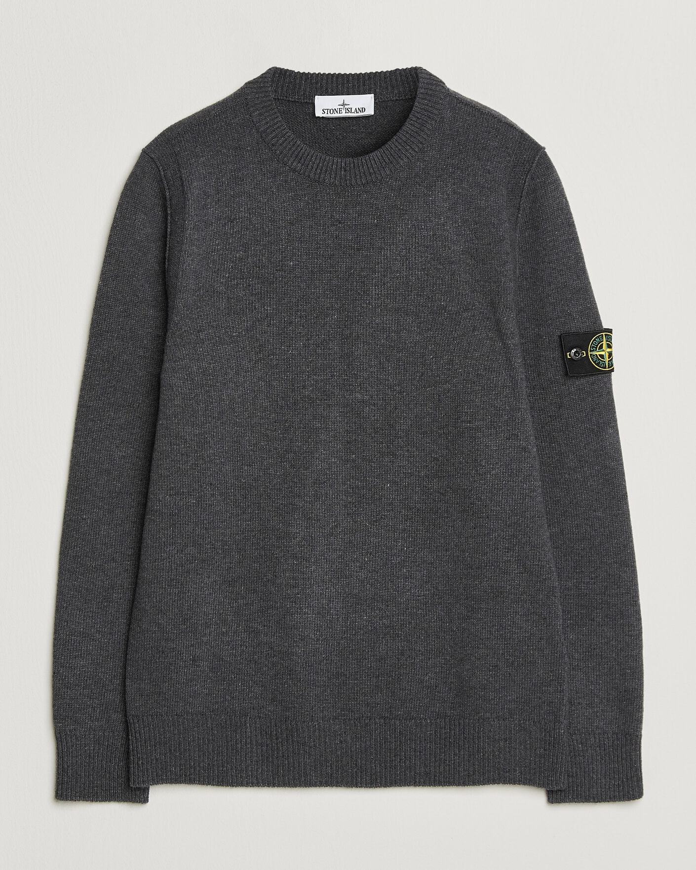 Hombres | Jerséis y prendas de punto | Stone Island | Knitted Lambswool Crew Neck Melange Lead