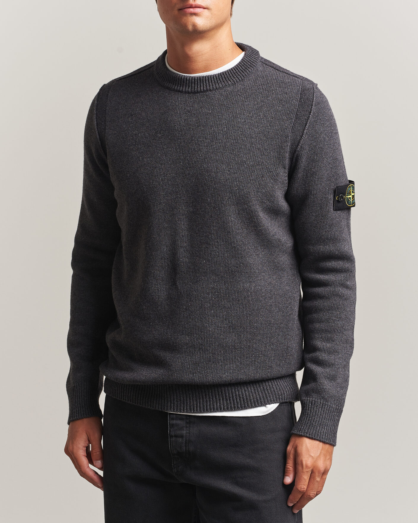 Hombres | Jerséis y prendas de punto | Stone Island | Knitted Lambswool Crew Neck Melange Lead