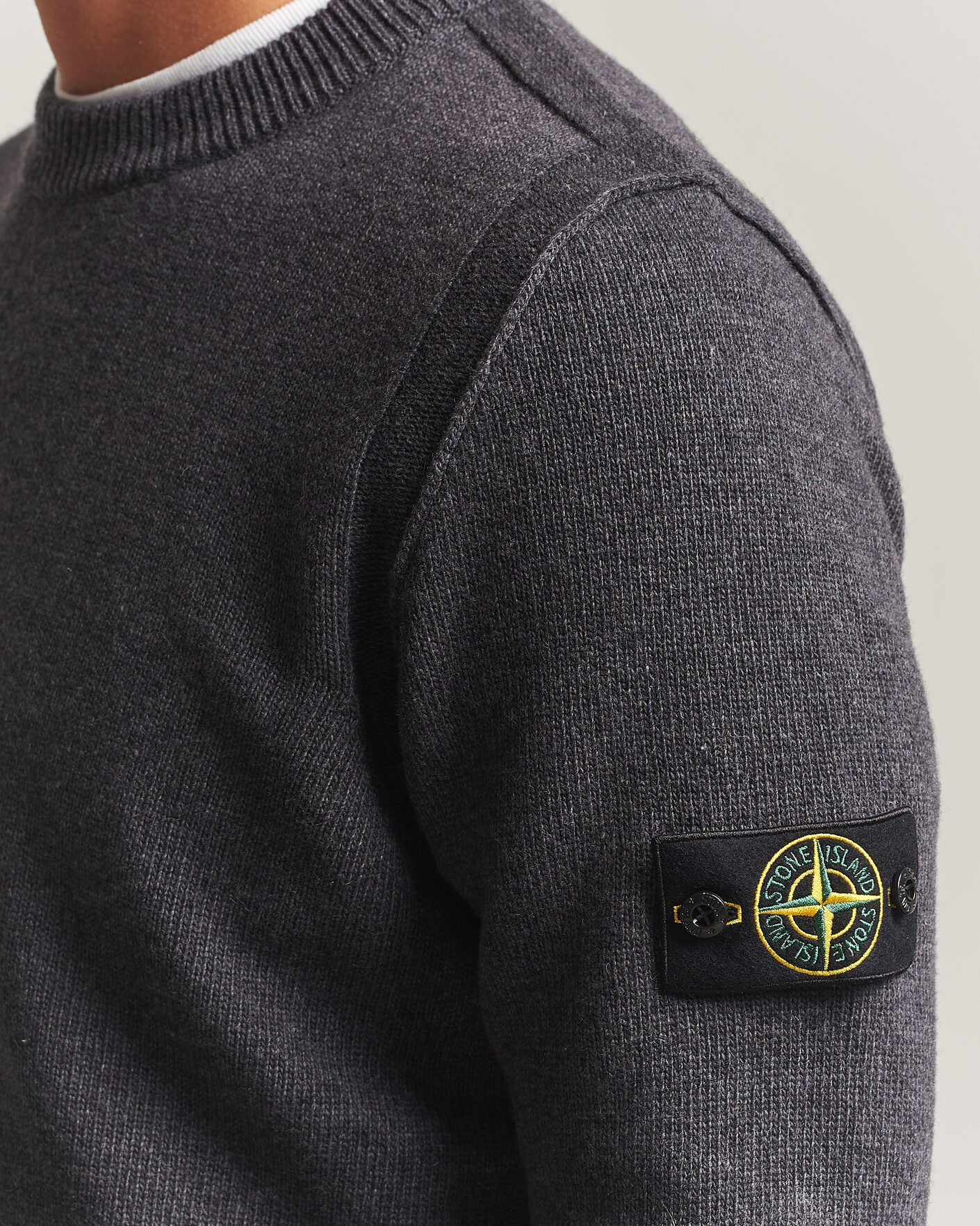Hombres | Jerséis y prendas de punto | Stone Island | Knitted Lambswool Crew Neck Melange Lead