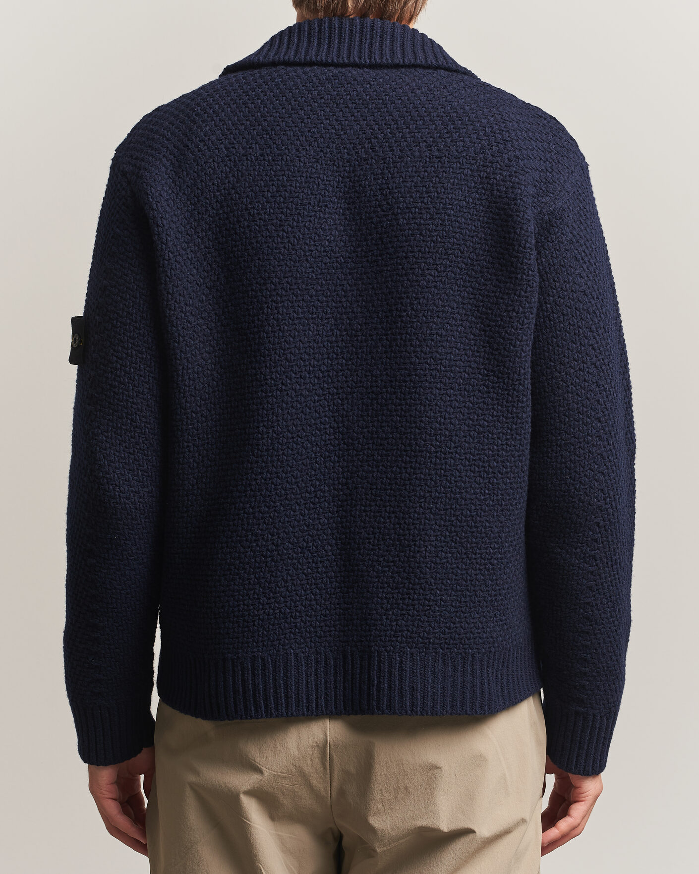 Hombres | Jerséis y prendas de punto | Stone Island | Basket Stitch Lambswool Cardigan Navy Blue