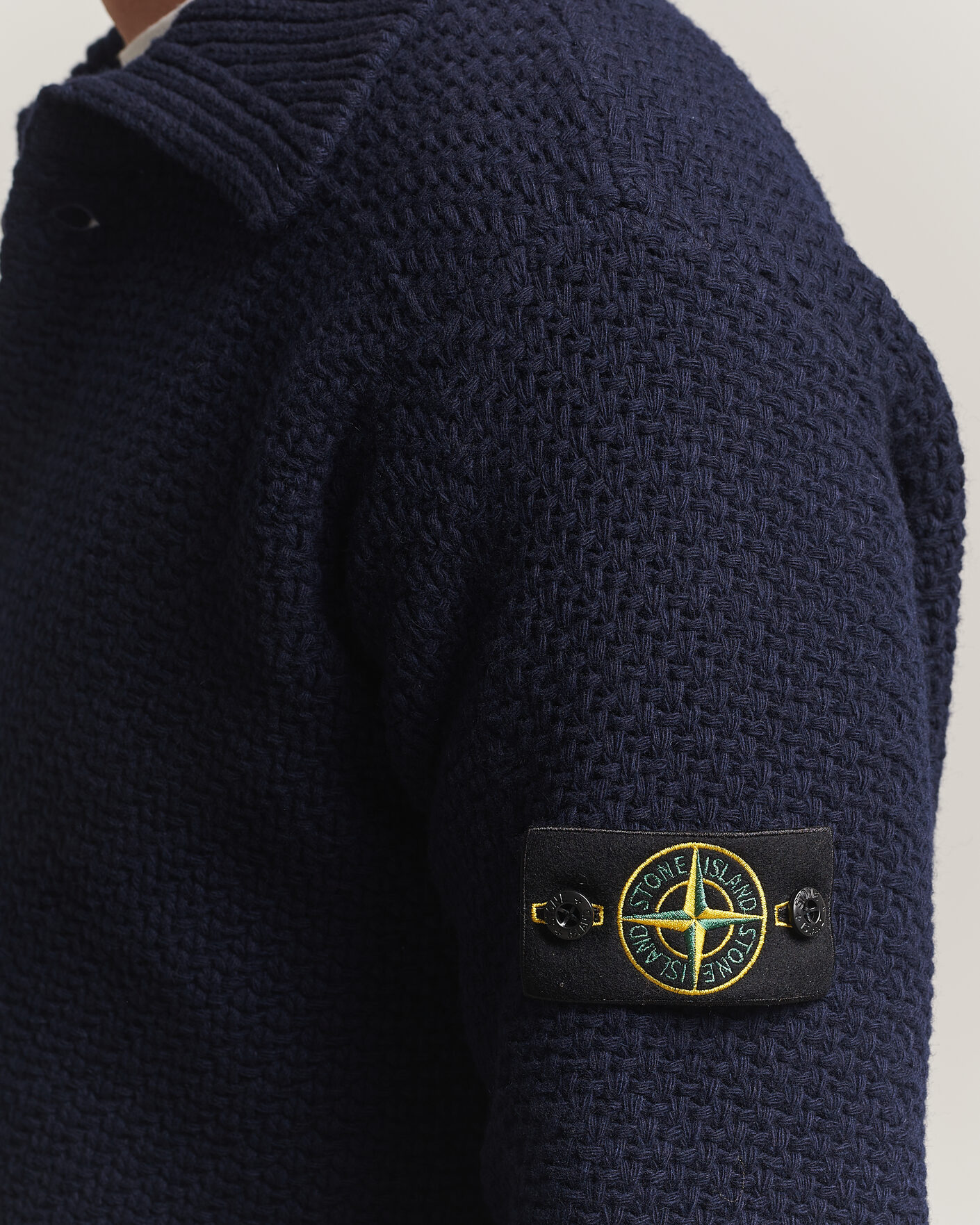 Hombres | Jerséis y prendas de punto | Stone Island | Basket Stitch Lambswool Cardigan Navy Blue