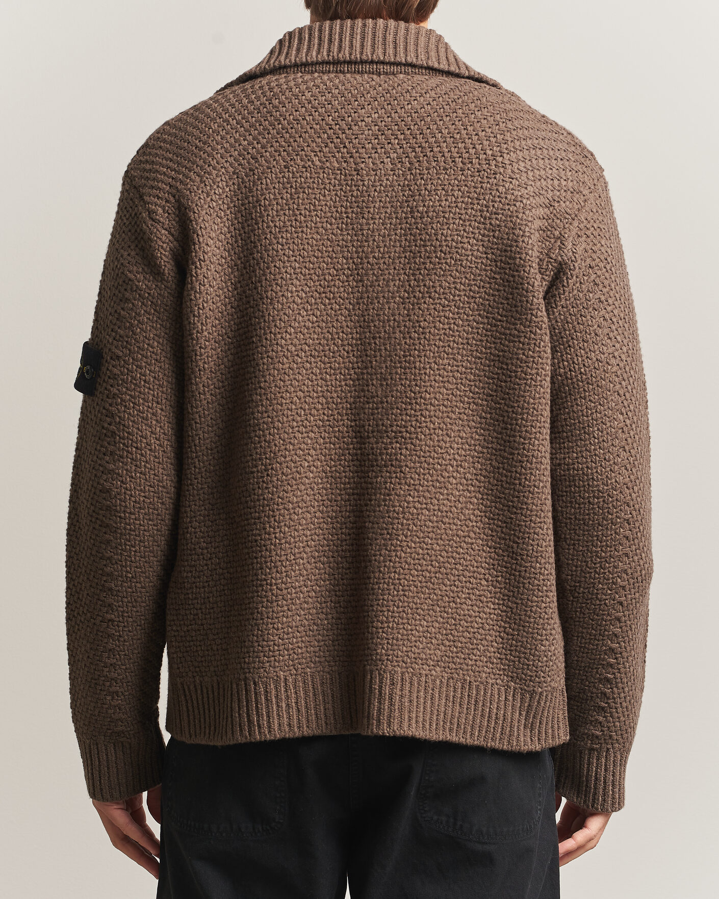 Hombres | Jerséis y prendas de punto | Stone Island | Basket Stitch Lambswool Cardigan Umber Melange