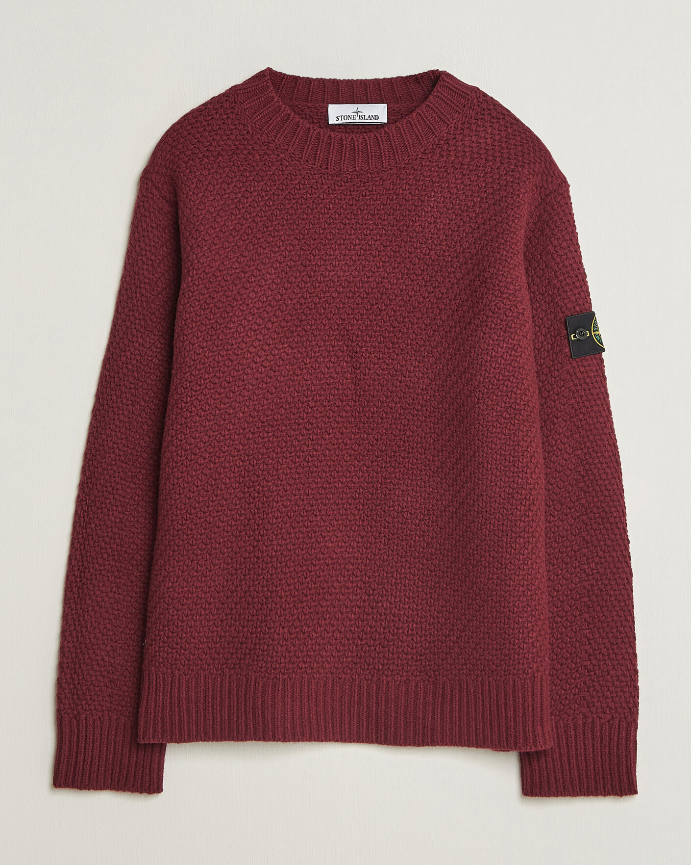 Hombres | Jerséis y prendas de punto | Stone Island | Basket Stitch Lambswool Crew Neck Amaranth
