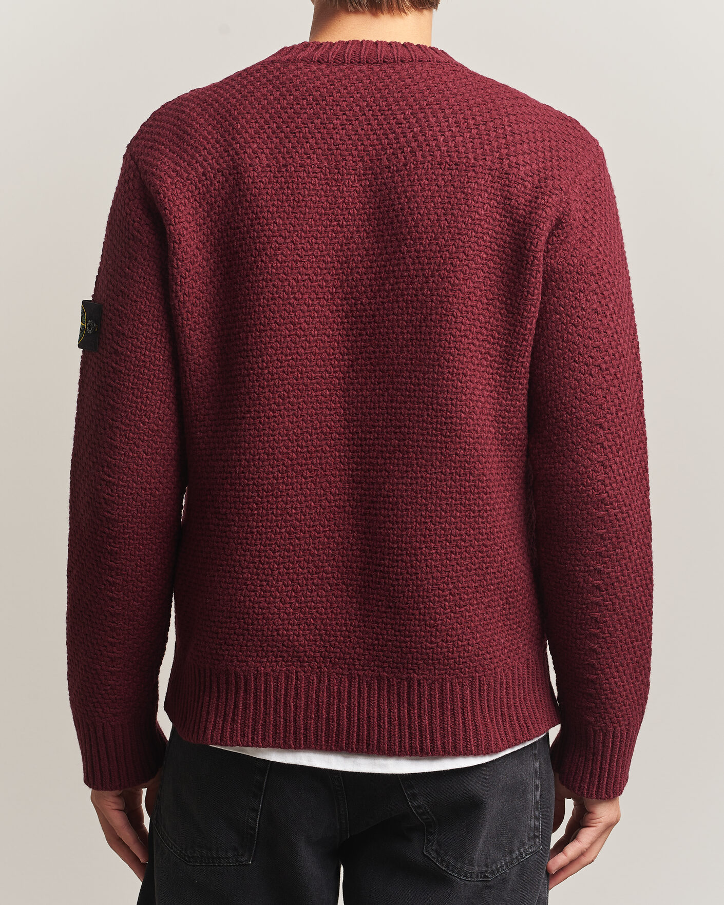 Hombres | Jerséis y prendas de punto | Stone Island | Basket Stitch Lambswool Crew Neck Amaranth