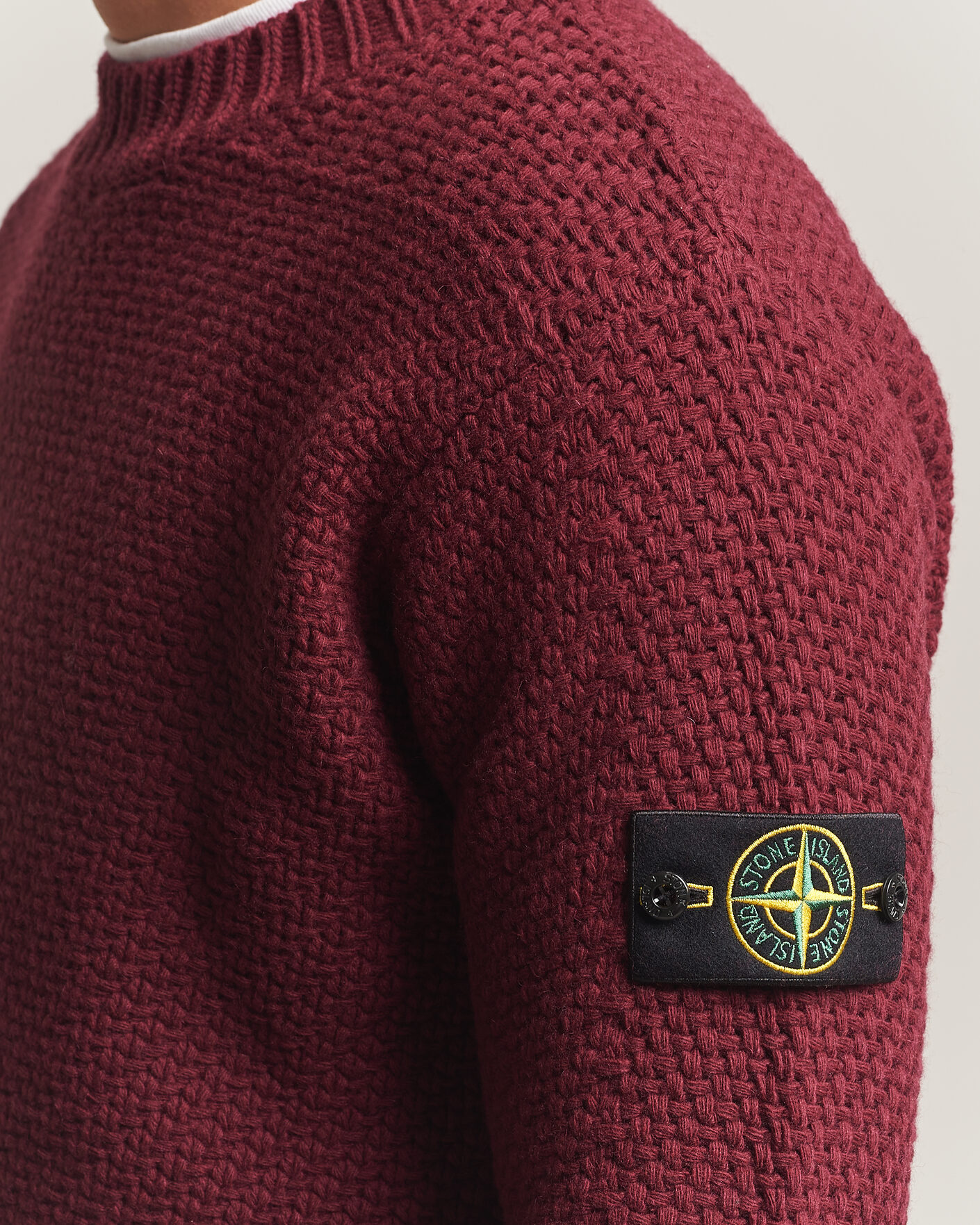 Hombres | Jerséis y prendas de punto | Stone Island | Basket Stitch Lambswool Crew Neck Amaranth