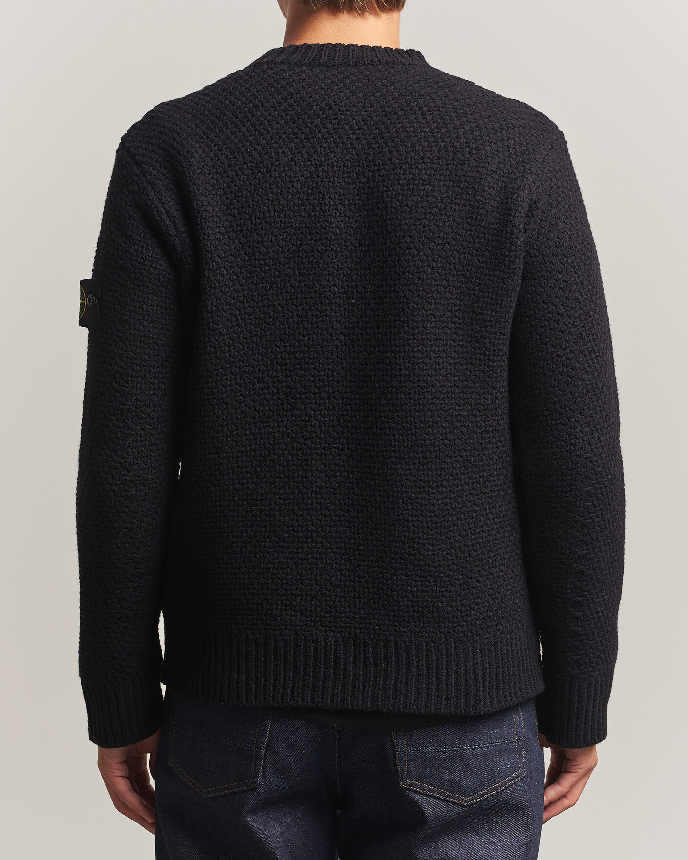 Hombres | Jerséis y prendas de punto | Stone Island | Basket Stitch Lambswool Crew Neck Black