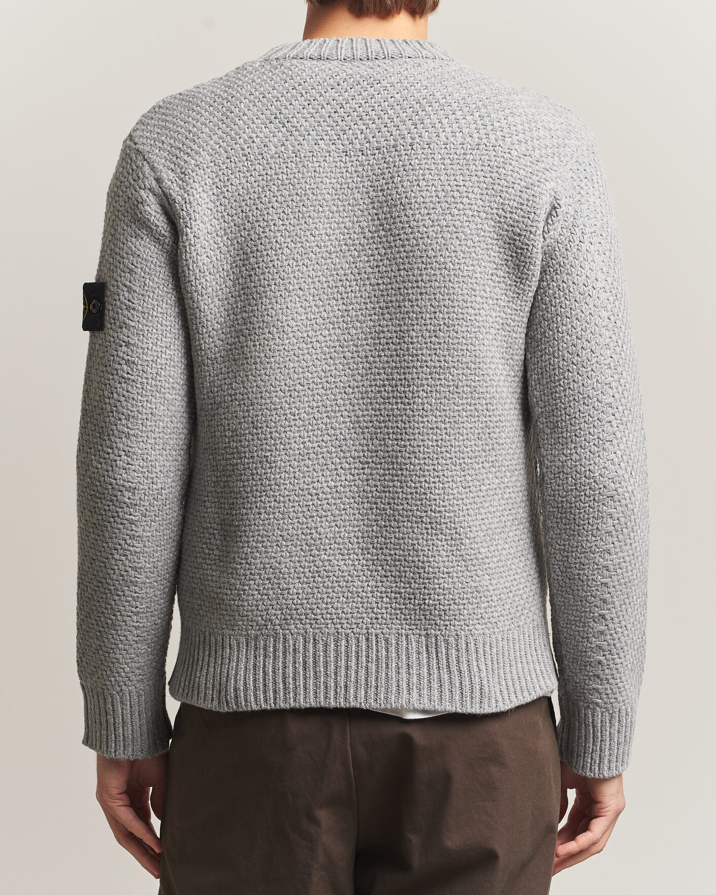 Hombres | Jerséis y prendas de punto | Stone Island | Basket Stitch Lambswool Crew Neck Grey Melange