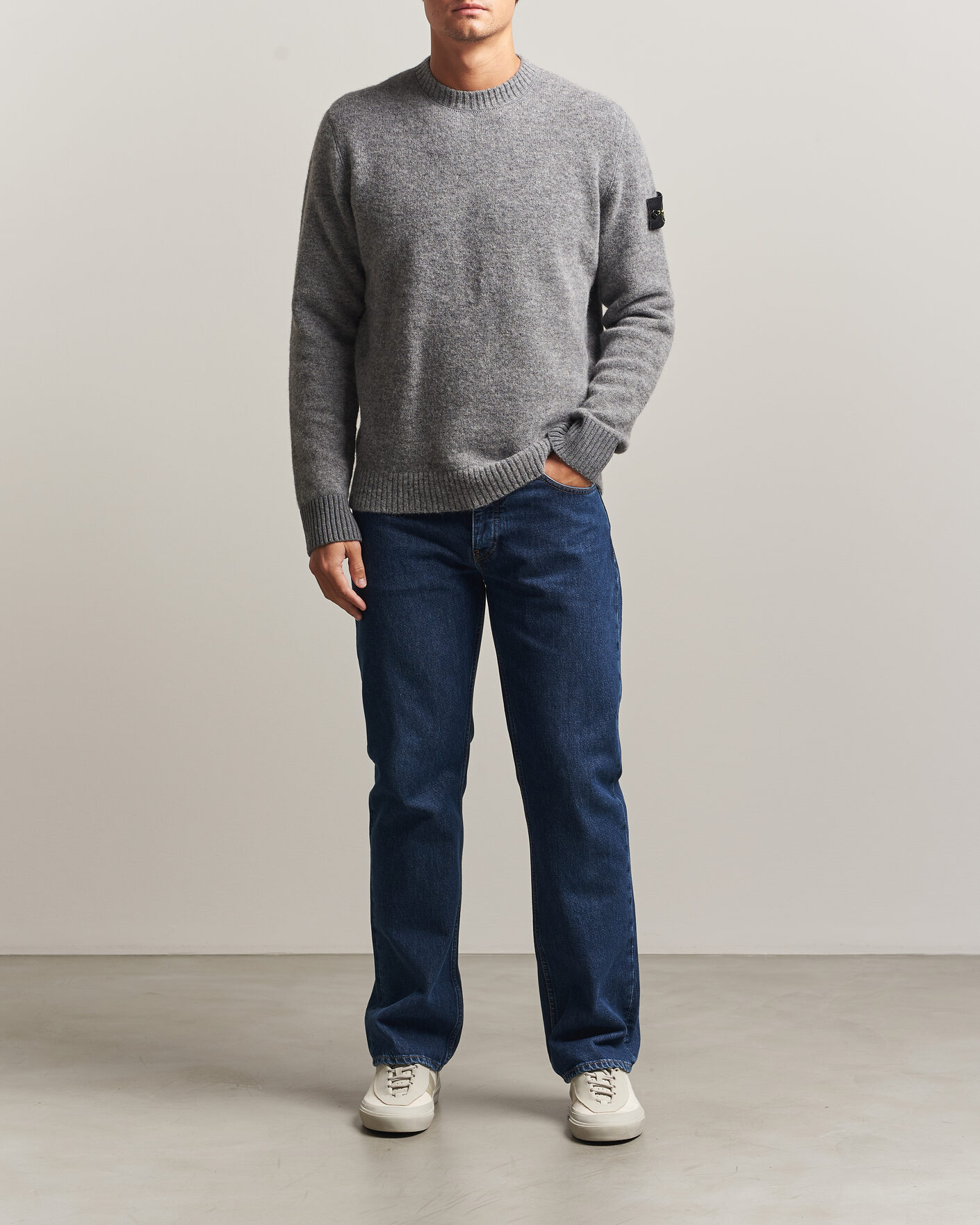 Hombres | Jerséis y prendas de punto | Stone Island | Baby Alpaca Blend Contrast Crew Grey Melange