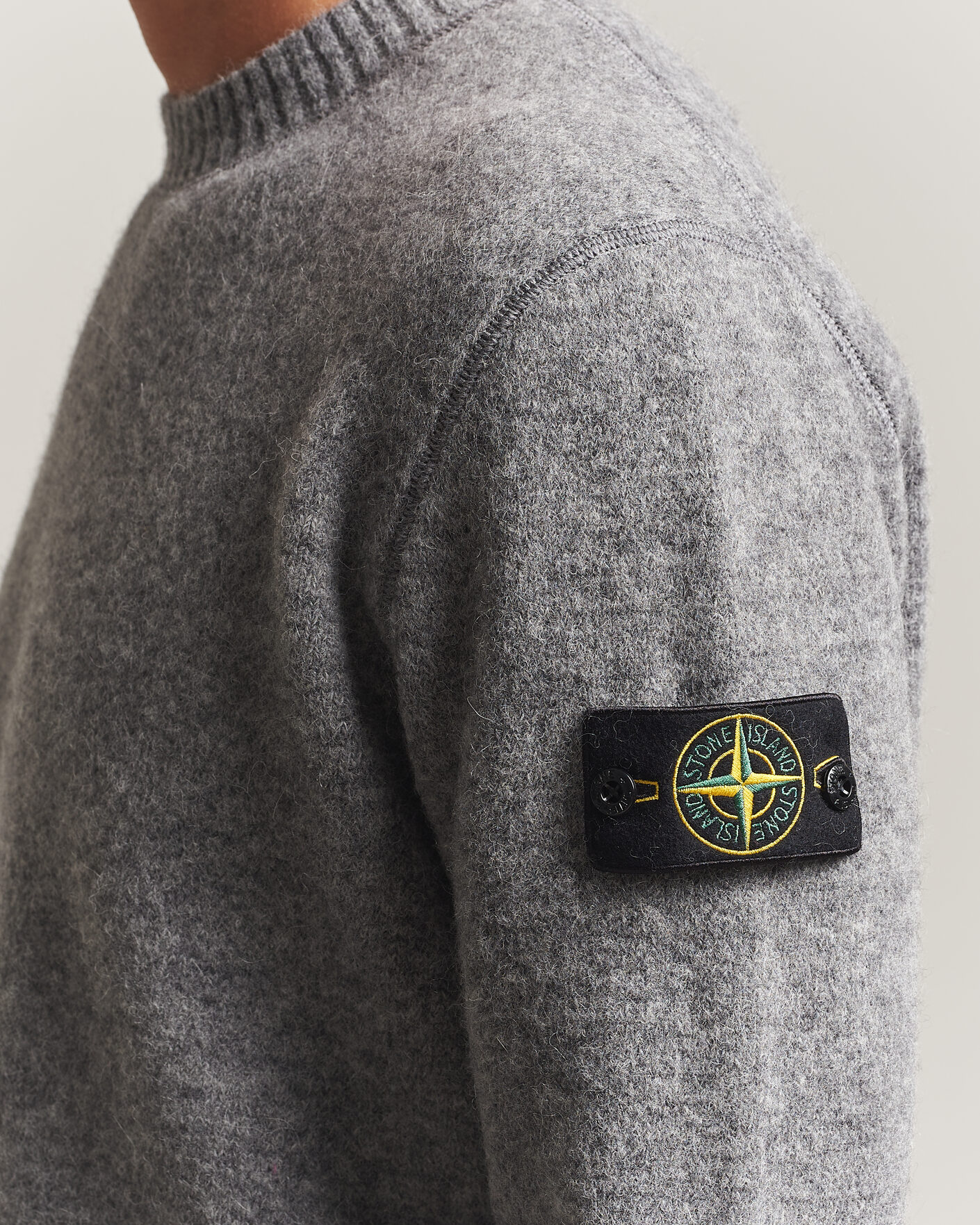 Hombres | Jerséis y prendas de punto | Stone Island | Baby Alpaca Blend Contrast Crew Grey Melange