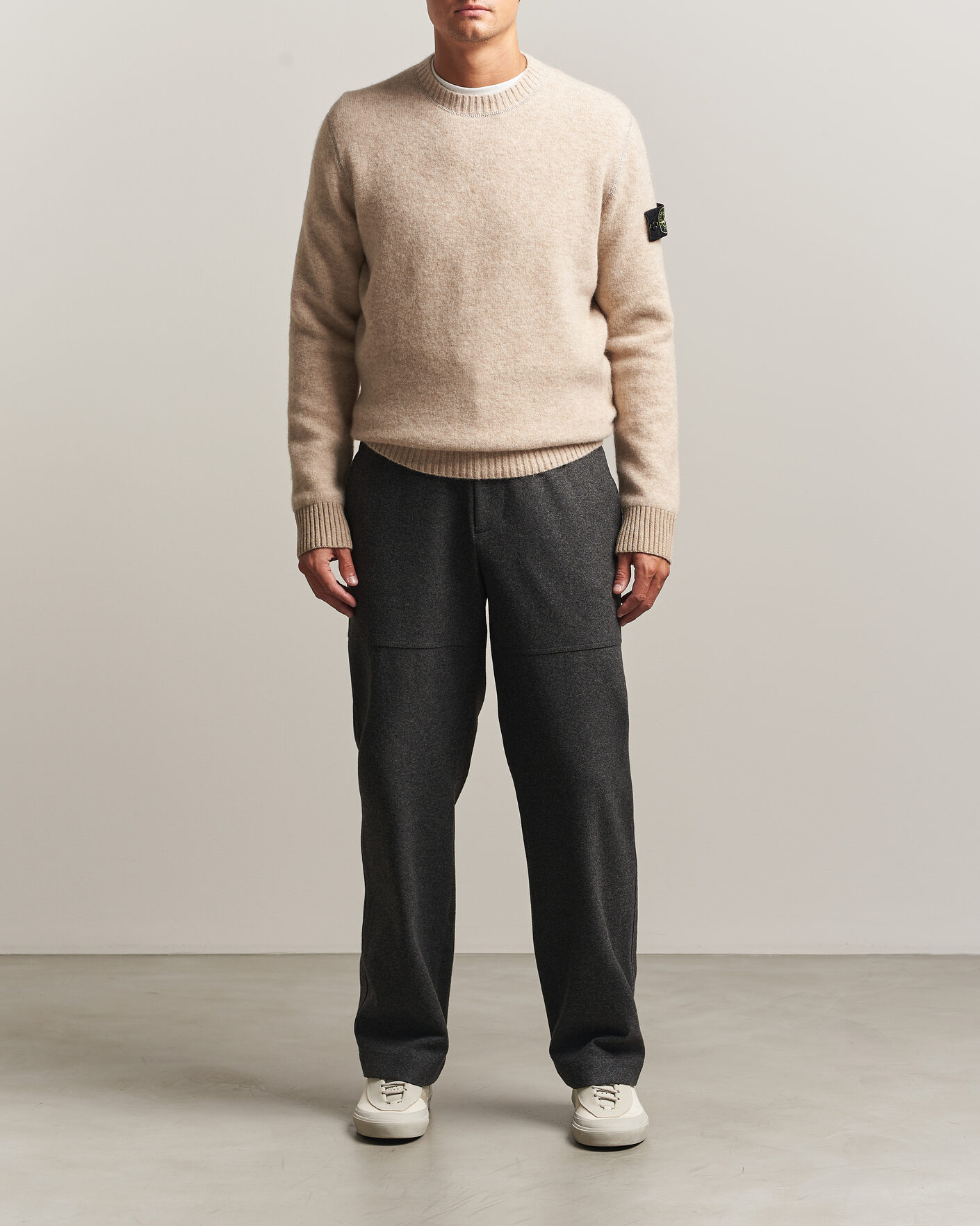 Hombres | Jerséis y prendas de punto | Stone Island | Baby Alpaca Blend Contrast Crew Beige Melange