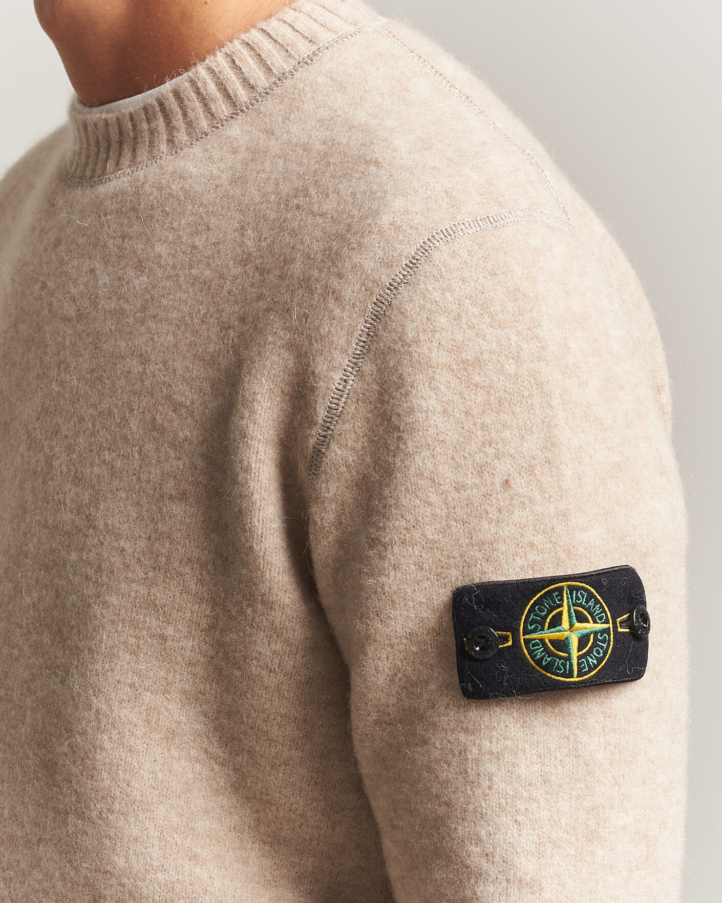 Hombres | Jerséis y prendas de punto | Stone Island | Baby Alpaca Blend Contrast Crew Beige Melange