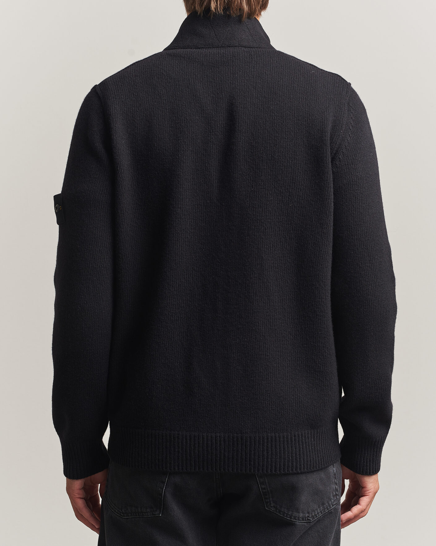 Hombres | Jerséis y prendas de punto | Stone Island | Knitted Lambswool Zip Button Cardigan Black