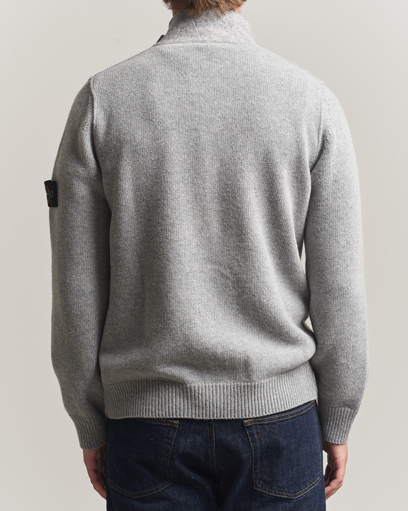 Hombres | Jerséis y prendas de punto | Stone Island | Knitted Lambswool Zip Button Cardigan Grey Melange