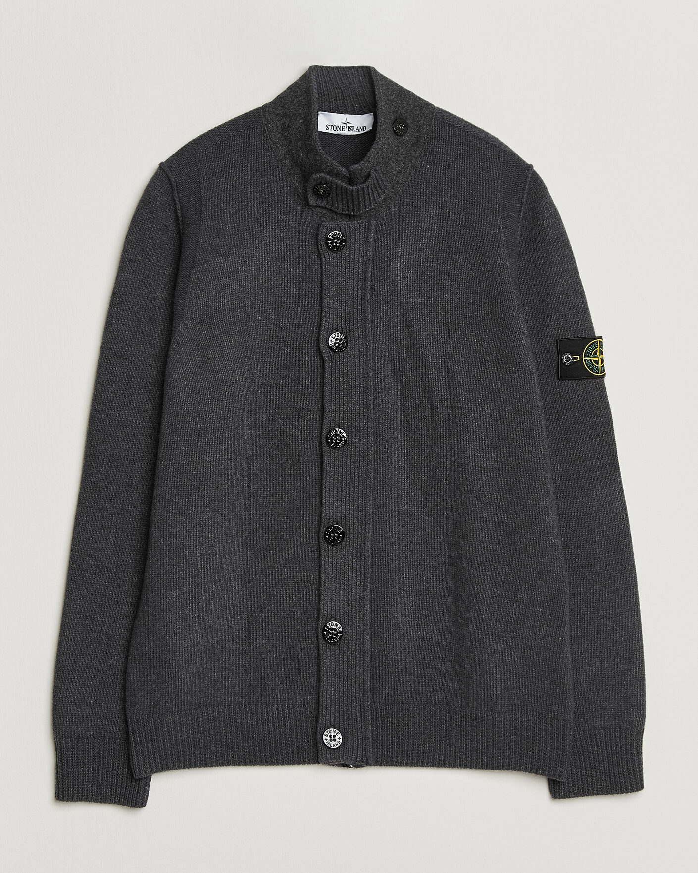 Hombres | Jerséis y prendas de punto | Stone Island | Knitted Lambswool Zip Button Cardigan Melange Lead