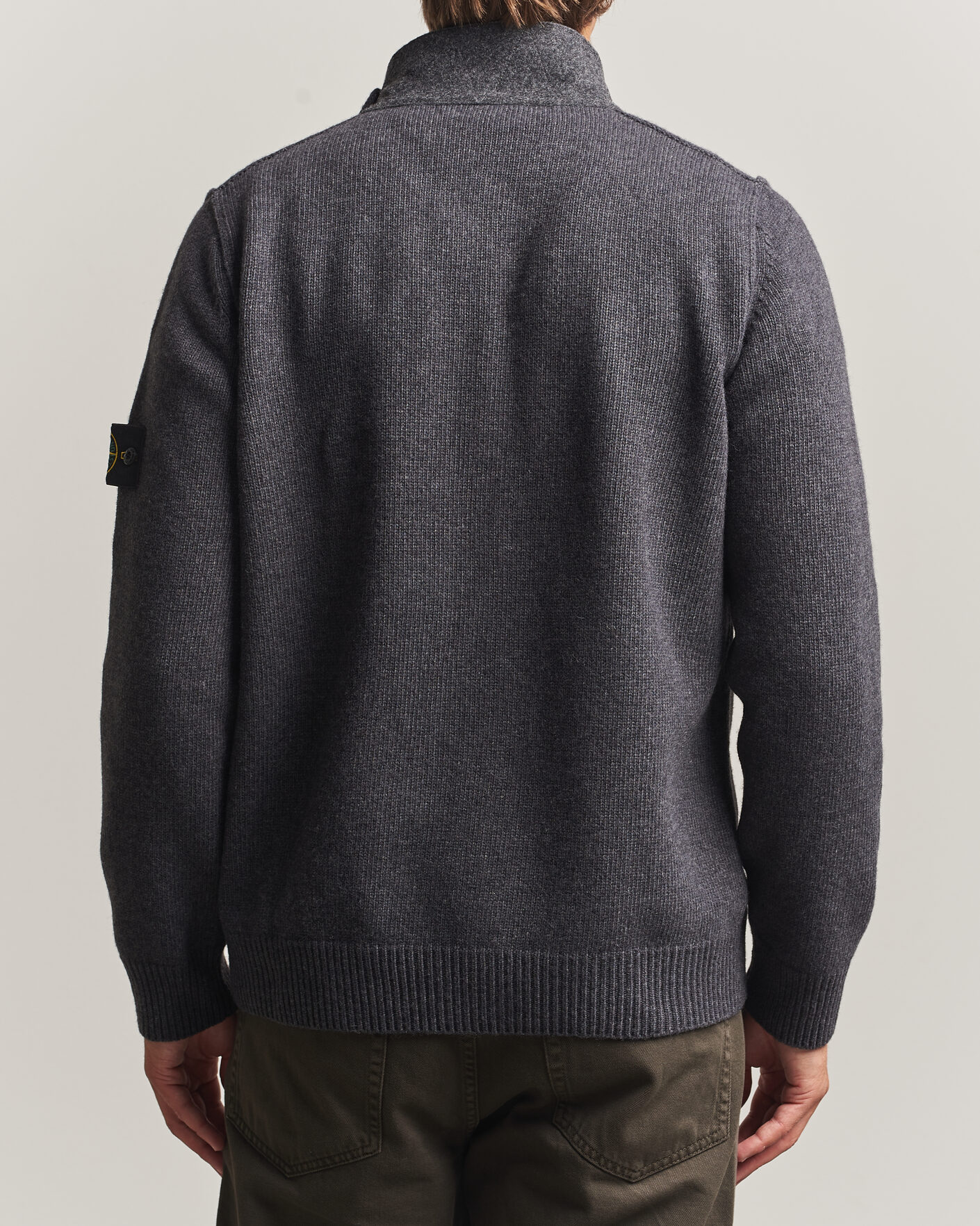 Hombres | Jerséis y prendas de punto | Stone Island | Knitted Lambswool Zip Button Cardigan Melange Lead