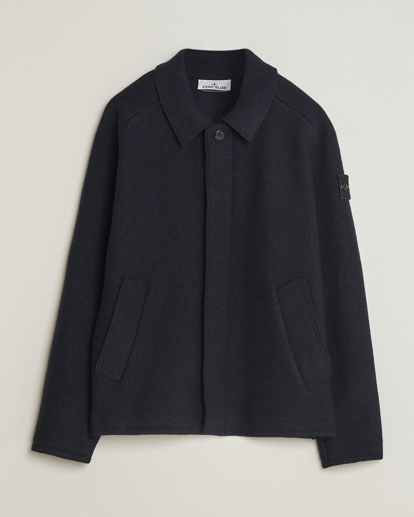 Hombres | Jerséis y prendas de punto | Stone Island | Felted Wool Cardigan Navy Blue