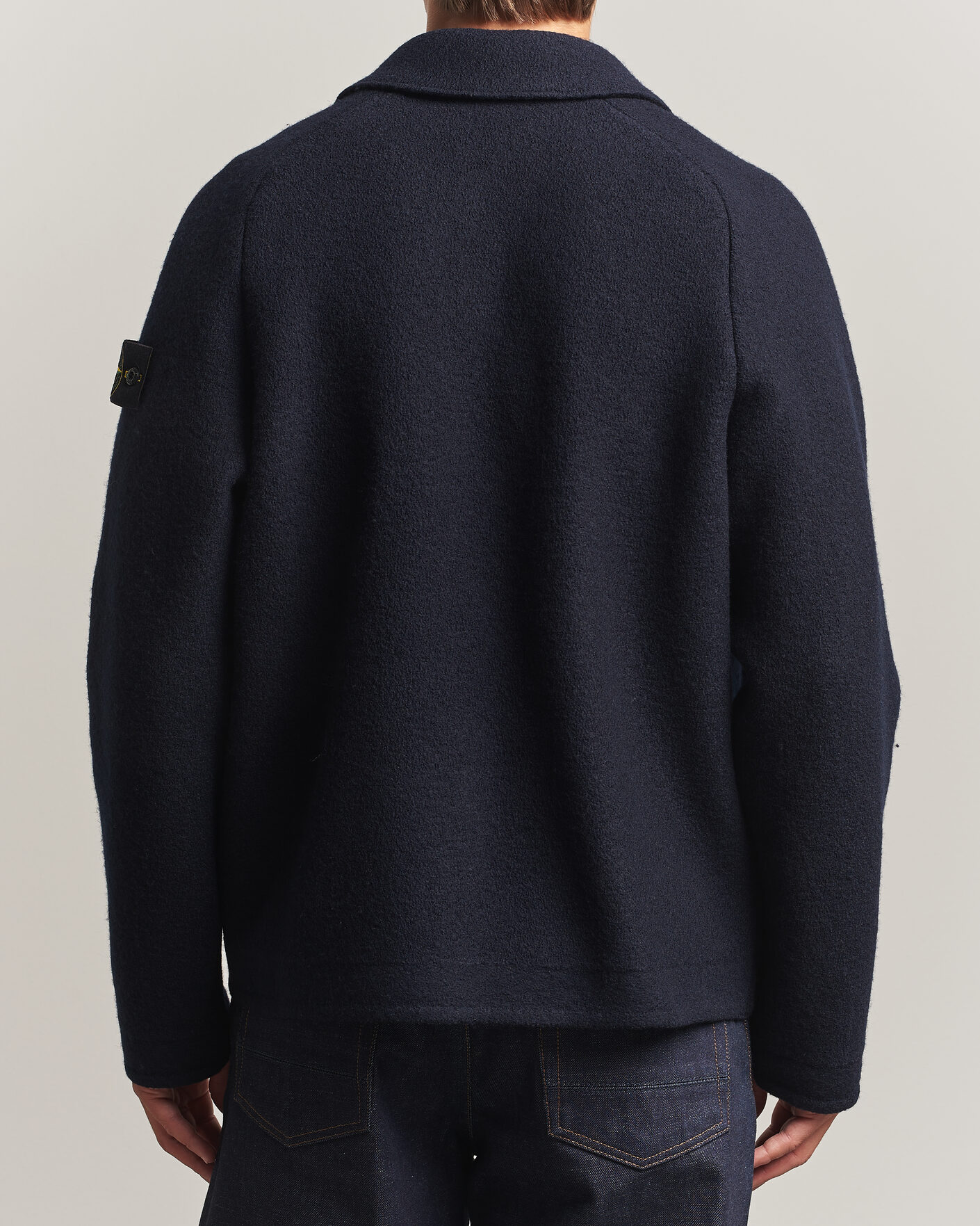 Hombres | Jerséis y prendas de punto | Stone Island | Felted Wool Cardigan Navy Blue