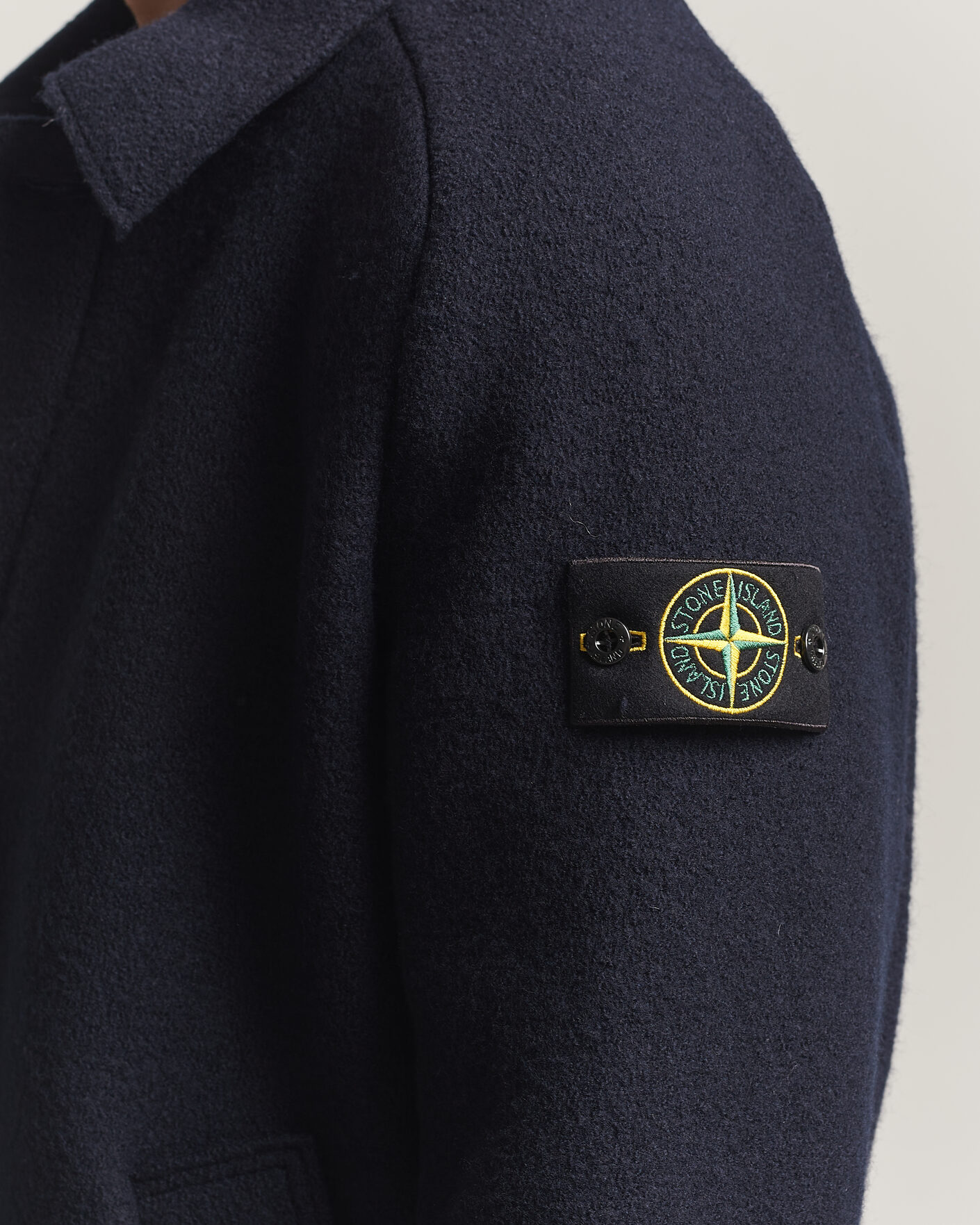 Hombres | Jerséis y prendas de punto | Stone Island | Felted Wool Cardigan Navy Blue
