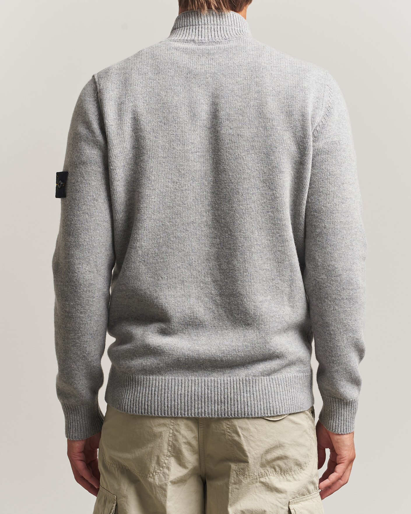 Hombres | Jerséis y prendas de punto | Stone Island | Knitted Lambswool Half Button Zip Grey Melange