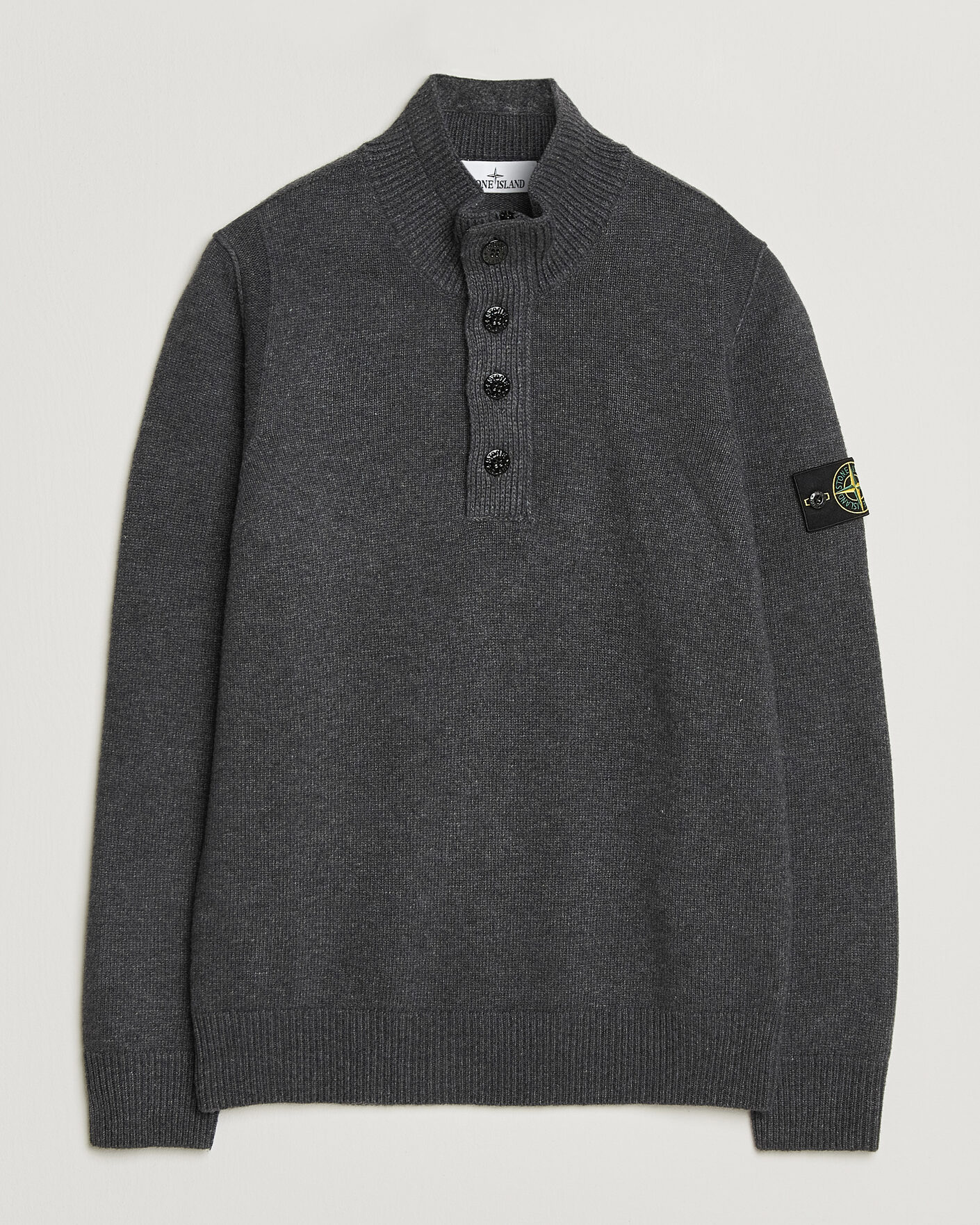 Hombres | Jerséis y prendas de punto | Stone Island | Knitted Lambswool Half Button Zip Melange Lead