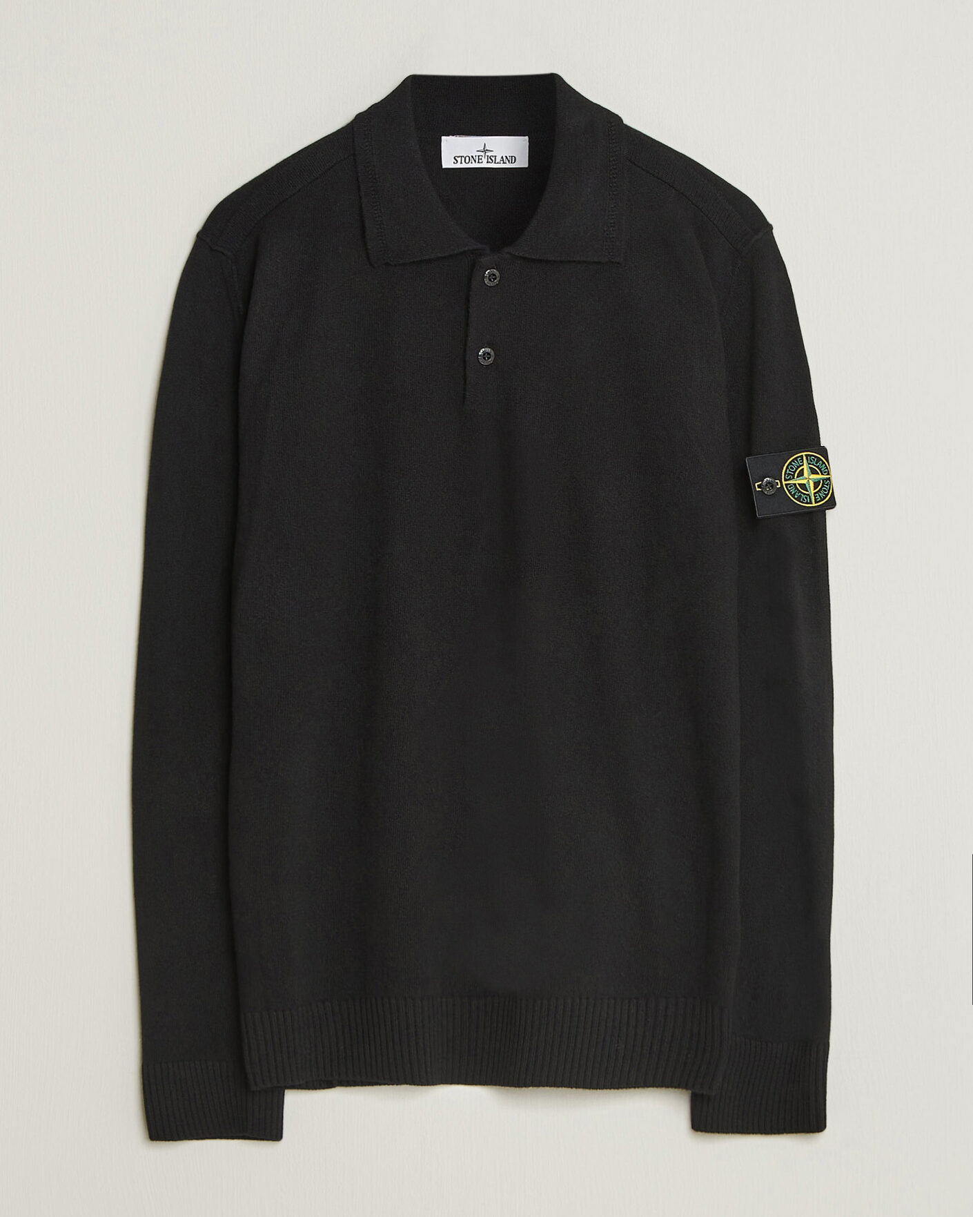Hombres | Jerséis y prendas de punto | Stone Island | Knitted Geelong Wool Polo Black
