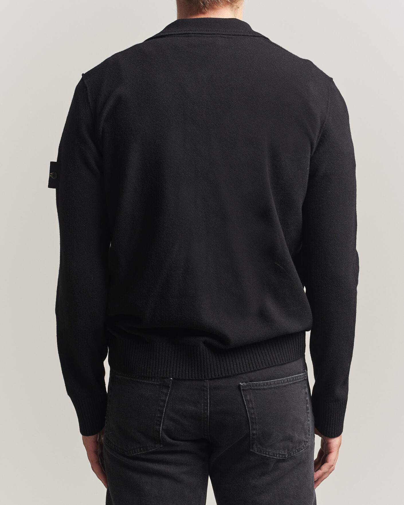 Hombres | Jerséis y prendas de punto | Stone Island | Knitted Geelong Wool Polo Black