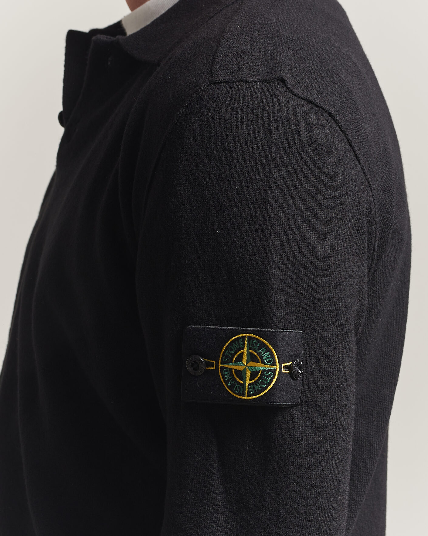 Hombres | Jerséis y prendas de punto | Stone Island | Knitted Geelong Wool Polo Black