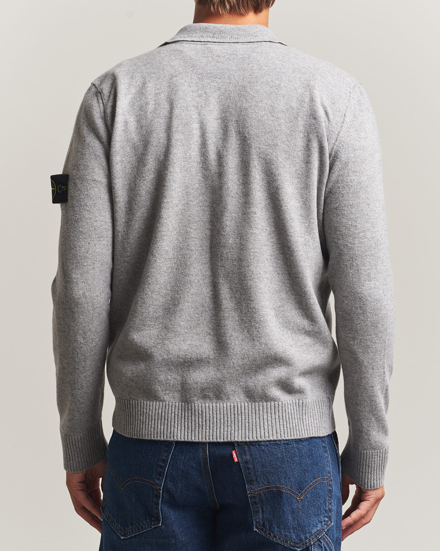 Hombres | Jerséis y prendas de punto | Stone Island | Knitted Geelong Wool Polo Grey Melange