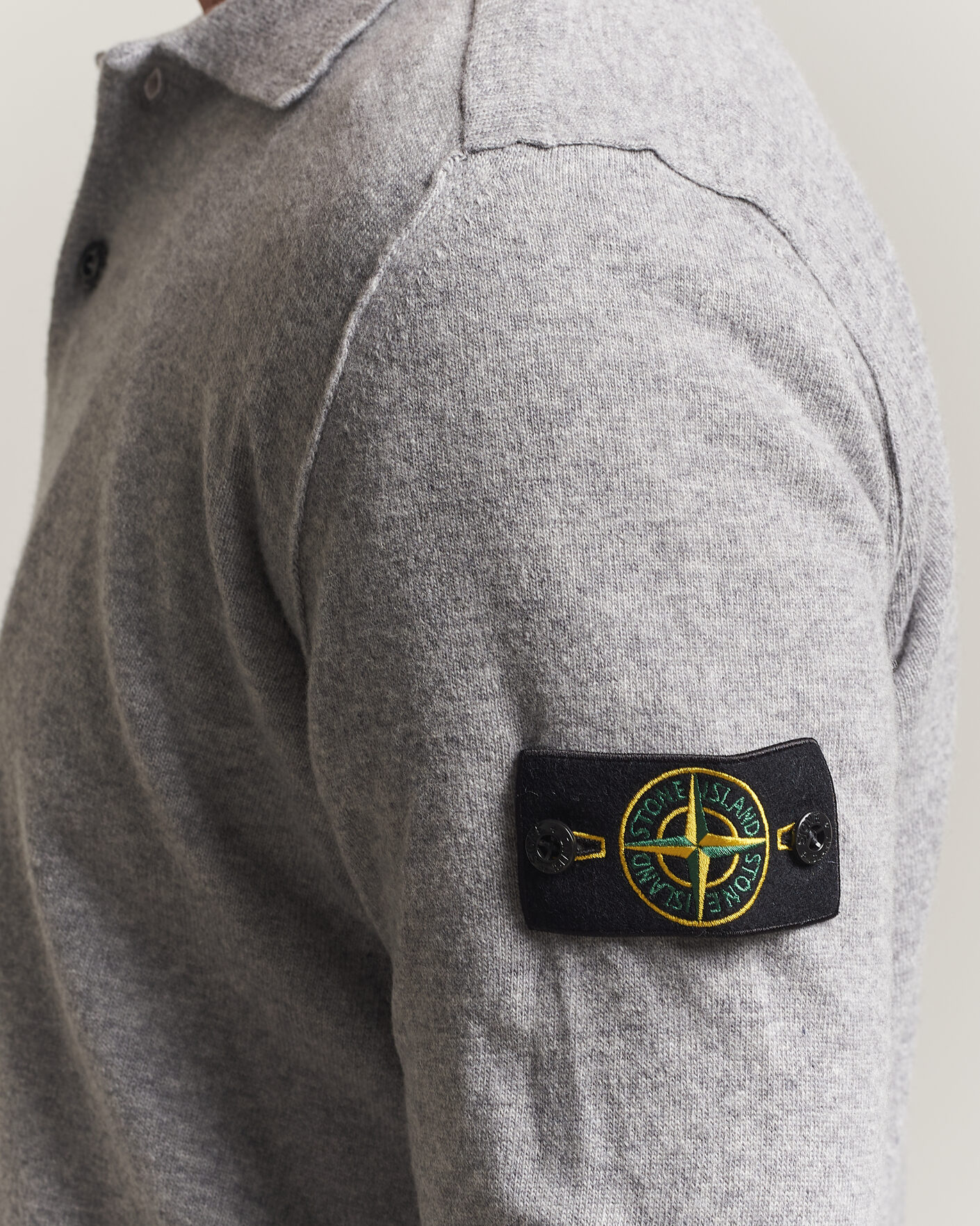 Hombres | Jerséis y prendas de punto | Stone Island | Knitted Geelong Wool Polo Grey Melange