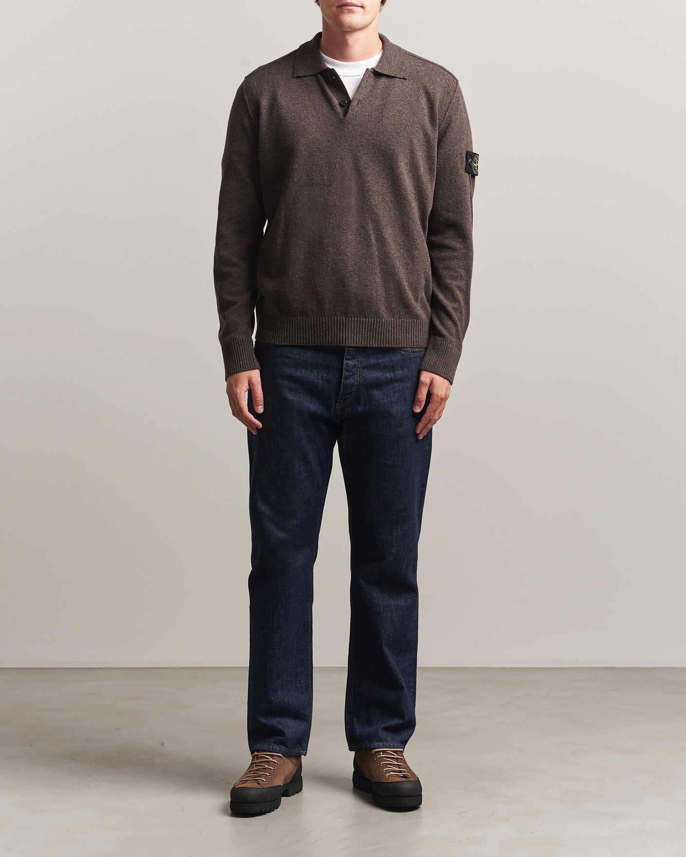 Hombres | Jerséis y prendas de punto | Stone Island | Knitted Geelong Wool Polo Melange Lead