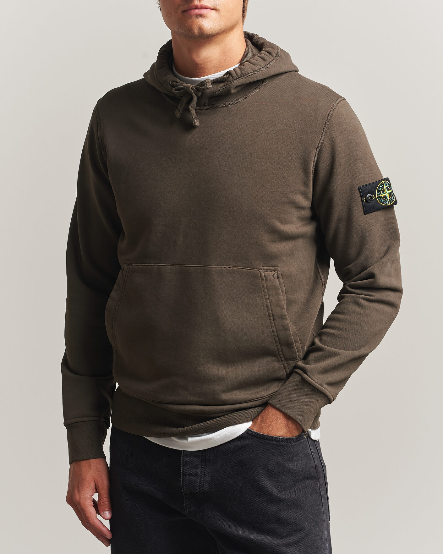 Hombres | Jerséis y prendas de punto | Stone Island | Garment Dyed Fleece Hood Coal Grey