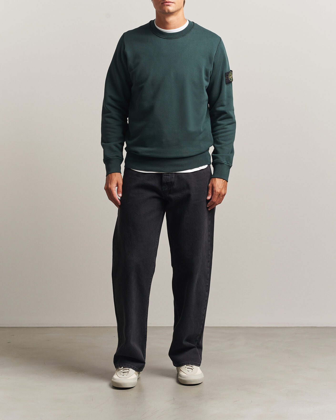 Hombres | Jerséis y prendas de punto | Stone Island | Garment Dyed Fleece Sweatshirt Dark Green