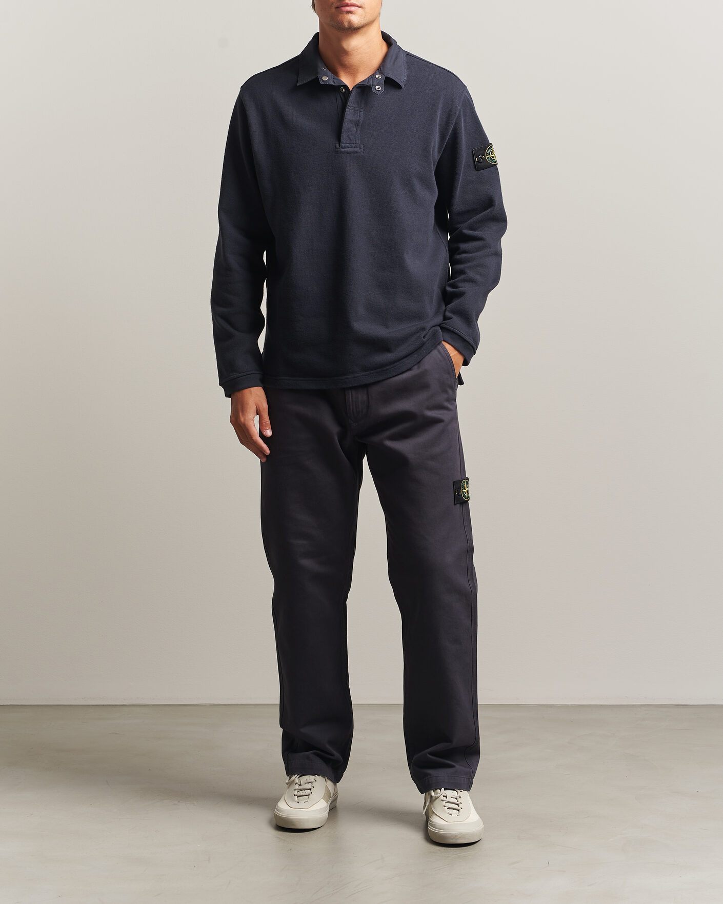 Hombres | Jerséis y prendas de punto | Stone Island | Heavy Cotton Jersey Polo Blue Navy