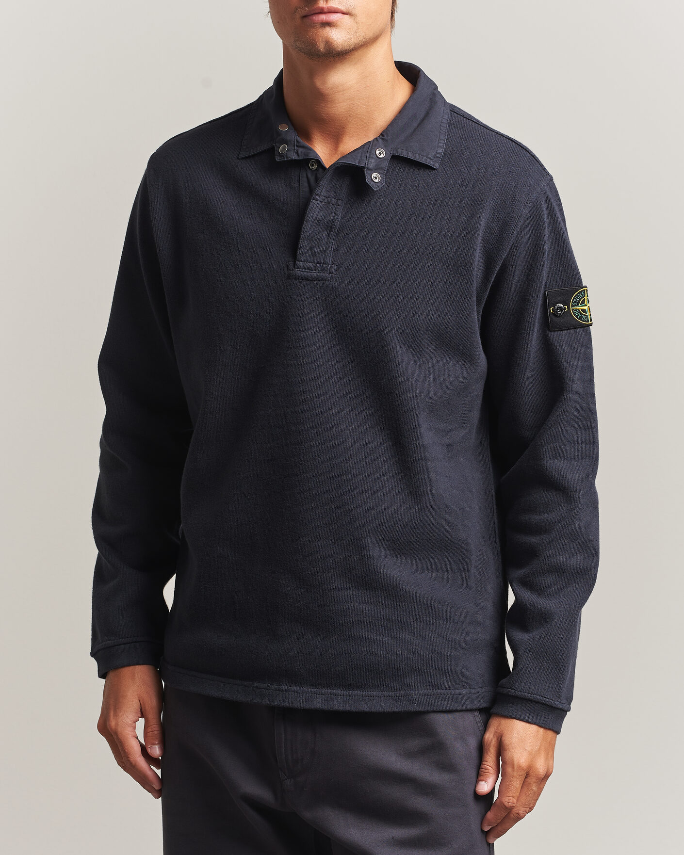Hombres | Jerséis y prendas de punto | Stone Island | Heavy Cotton Jersey Polo Blue Navy