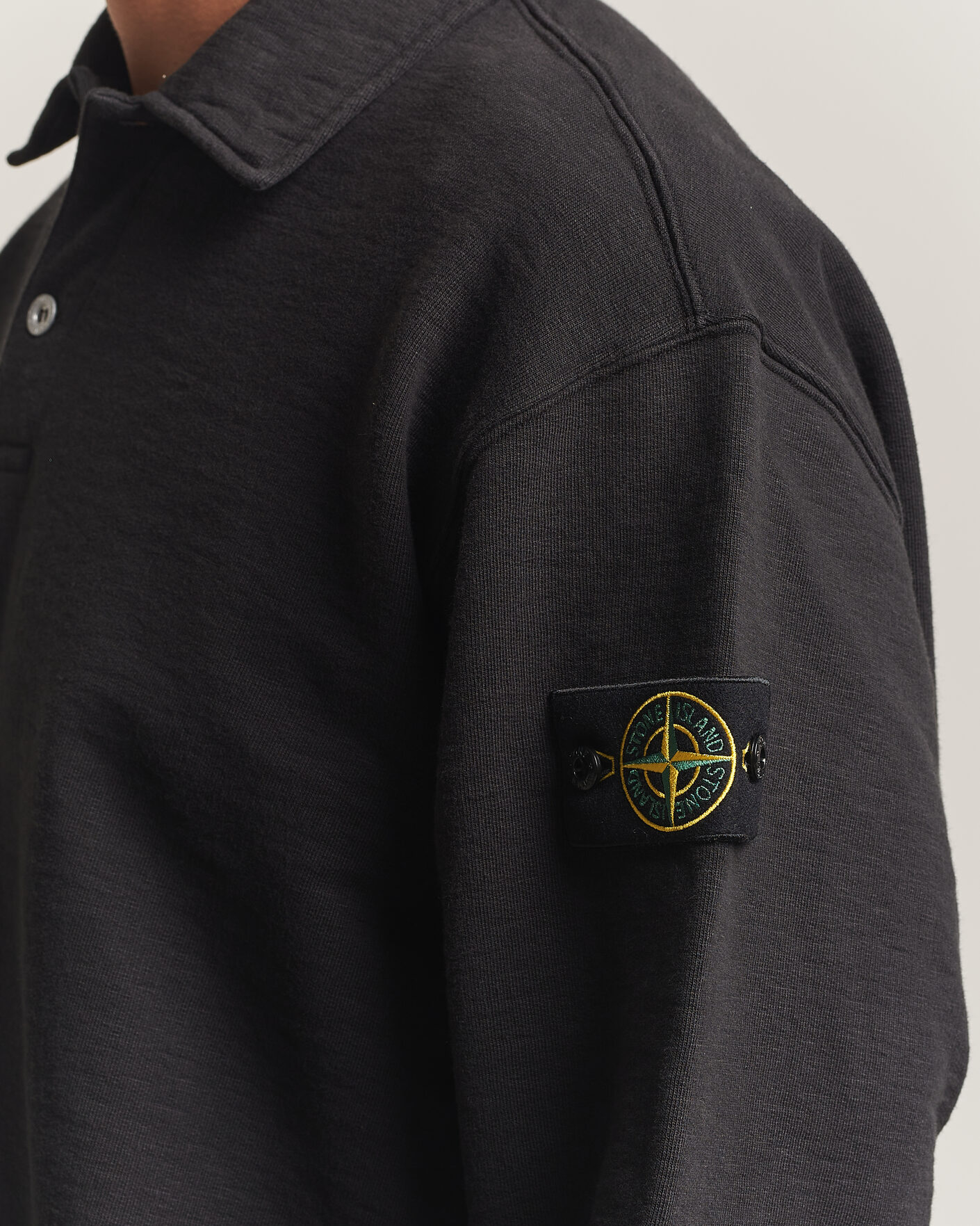 Hombres | Jerséis y prendas de punto | Stone Island | Tubular Cotton Fleece Polo Black