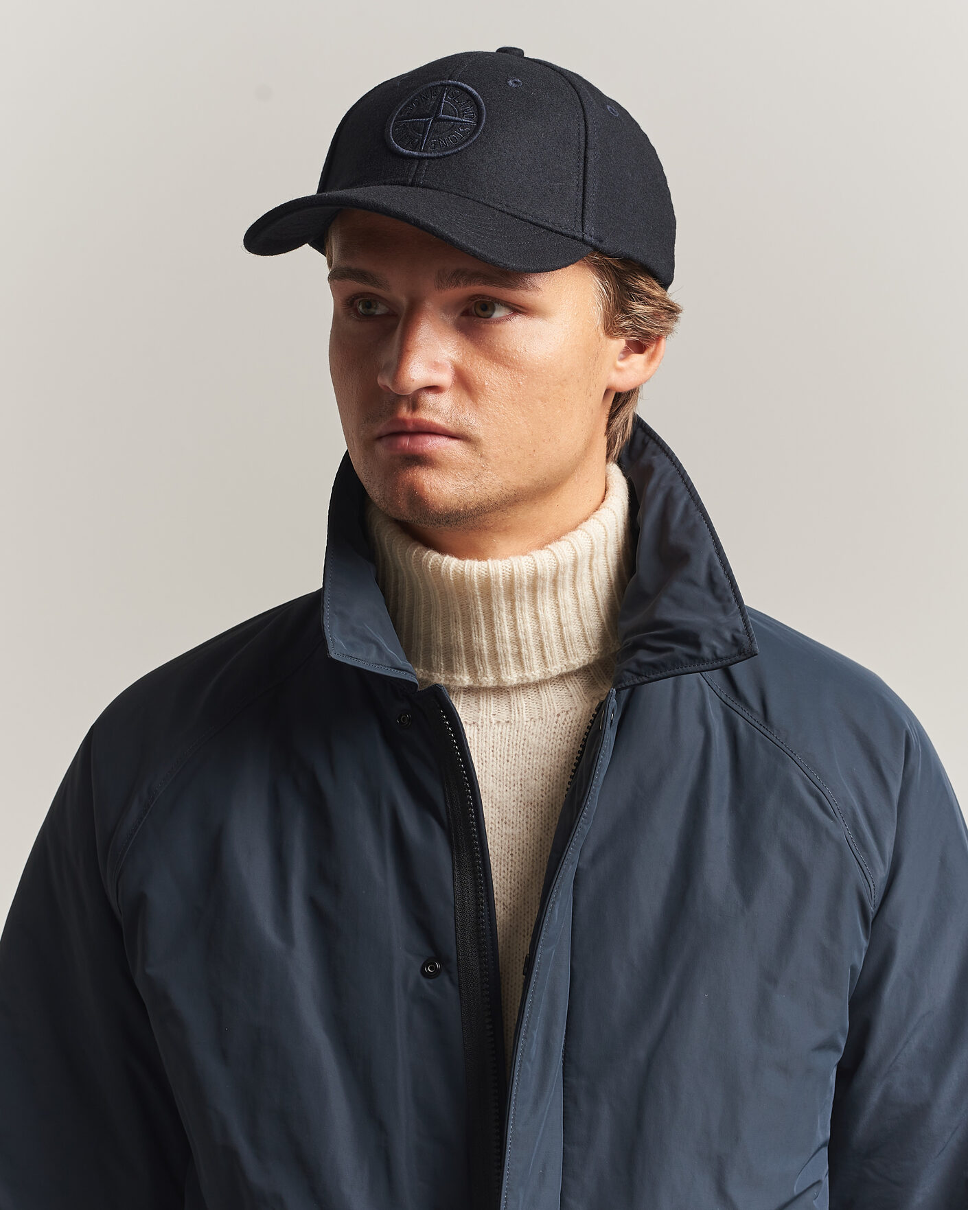 Hombres | Sombreros y gorras | Stone Island | Wool/Nylon Flannel Cap Navy Blue