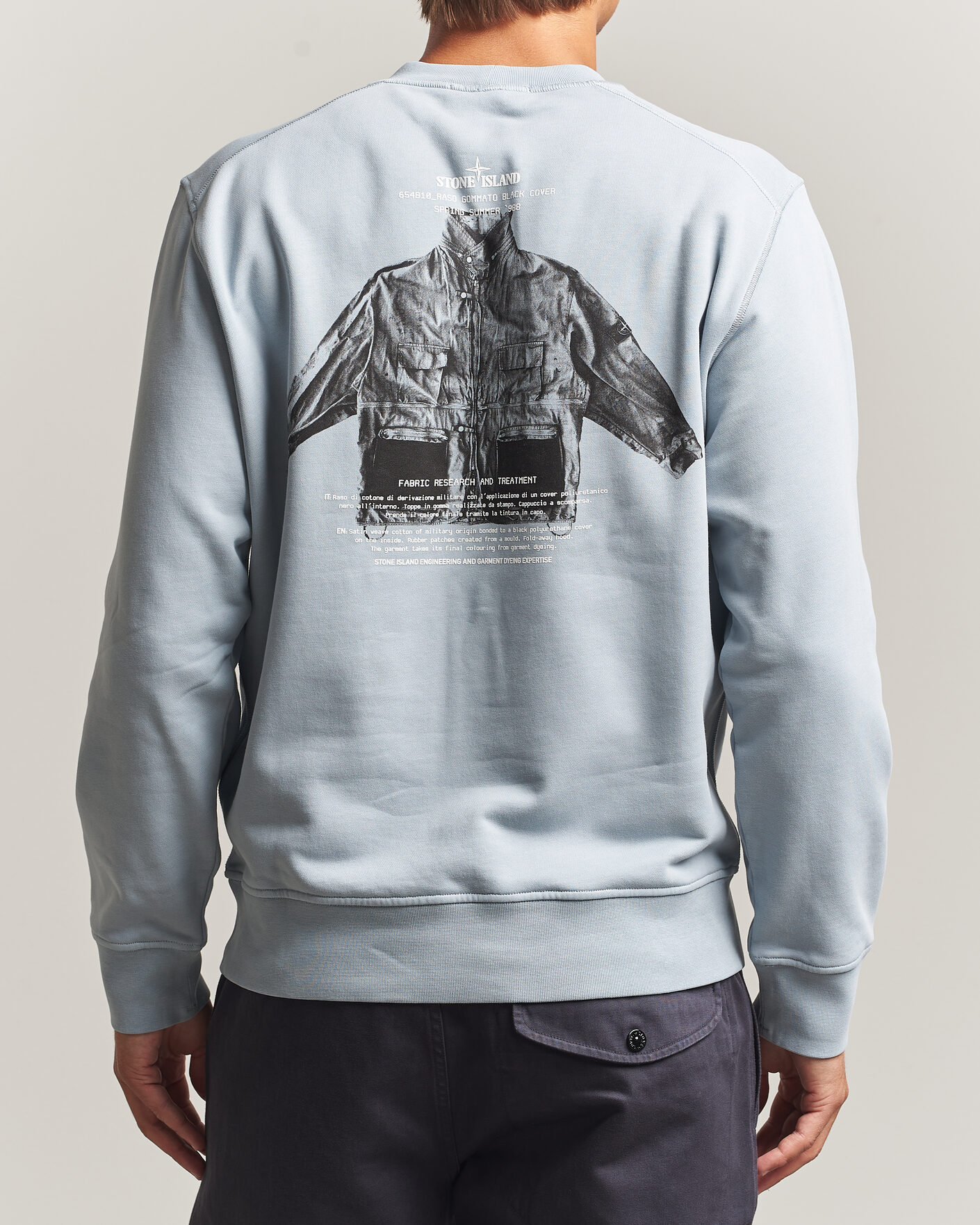 Hombres | Jerséis y prendas de punto | Stone Island | Cotton Fleece Archivio Print Sweatshirt Ash Grey
