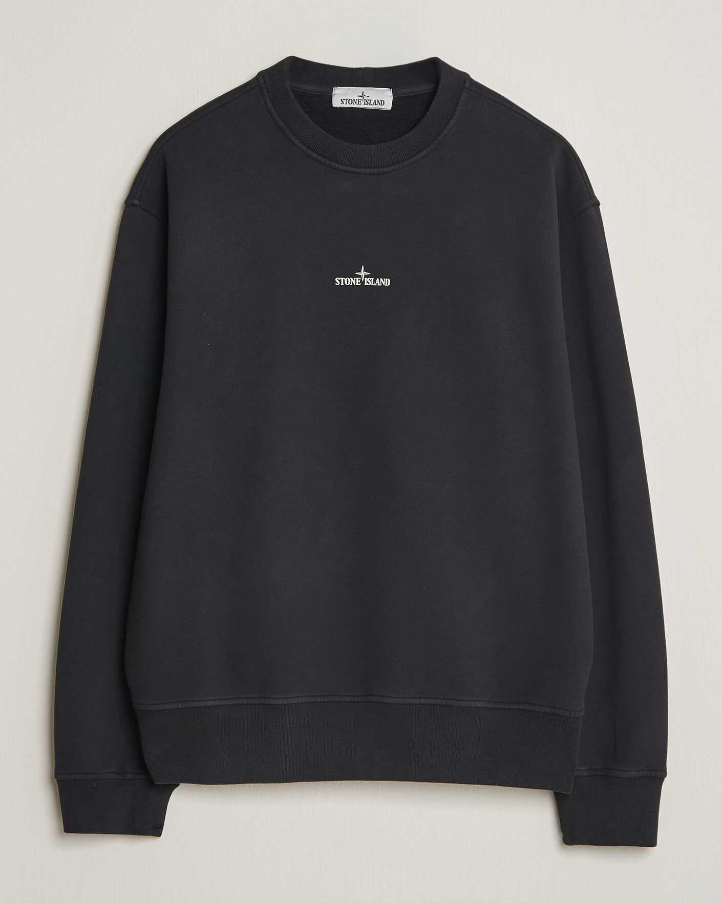 Hombres | Jerséis y prendas de punto | Stone Island | Cotton Fleece Blurred Compas Print Sweatshirt Black