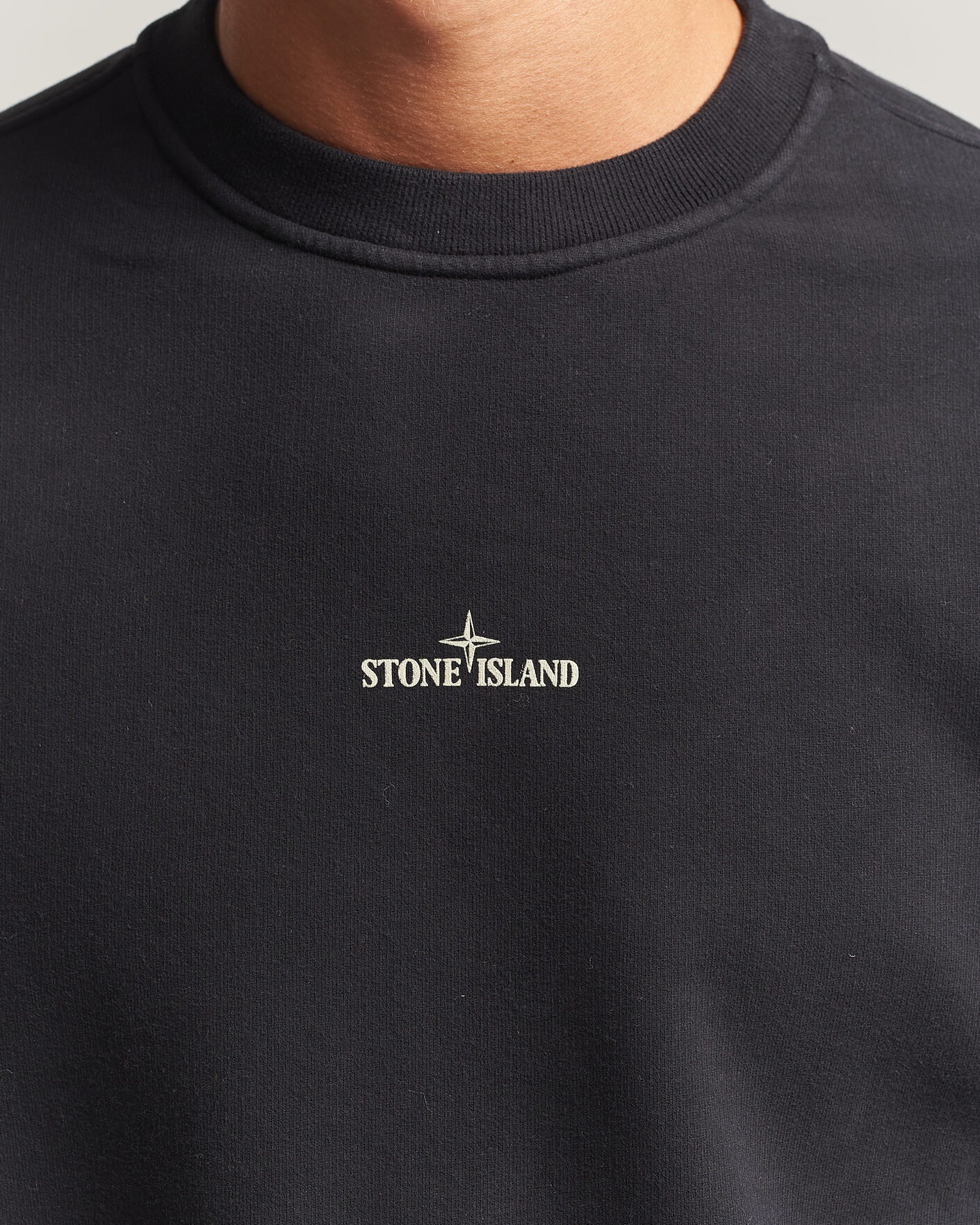 Hombres | Jerséis y prendas de punto | Stone Island | Cotton Fleece Blurred Compas Print Sweatshirt Black