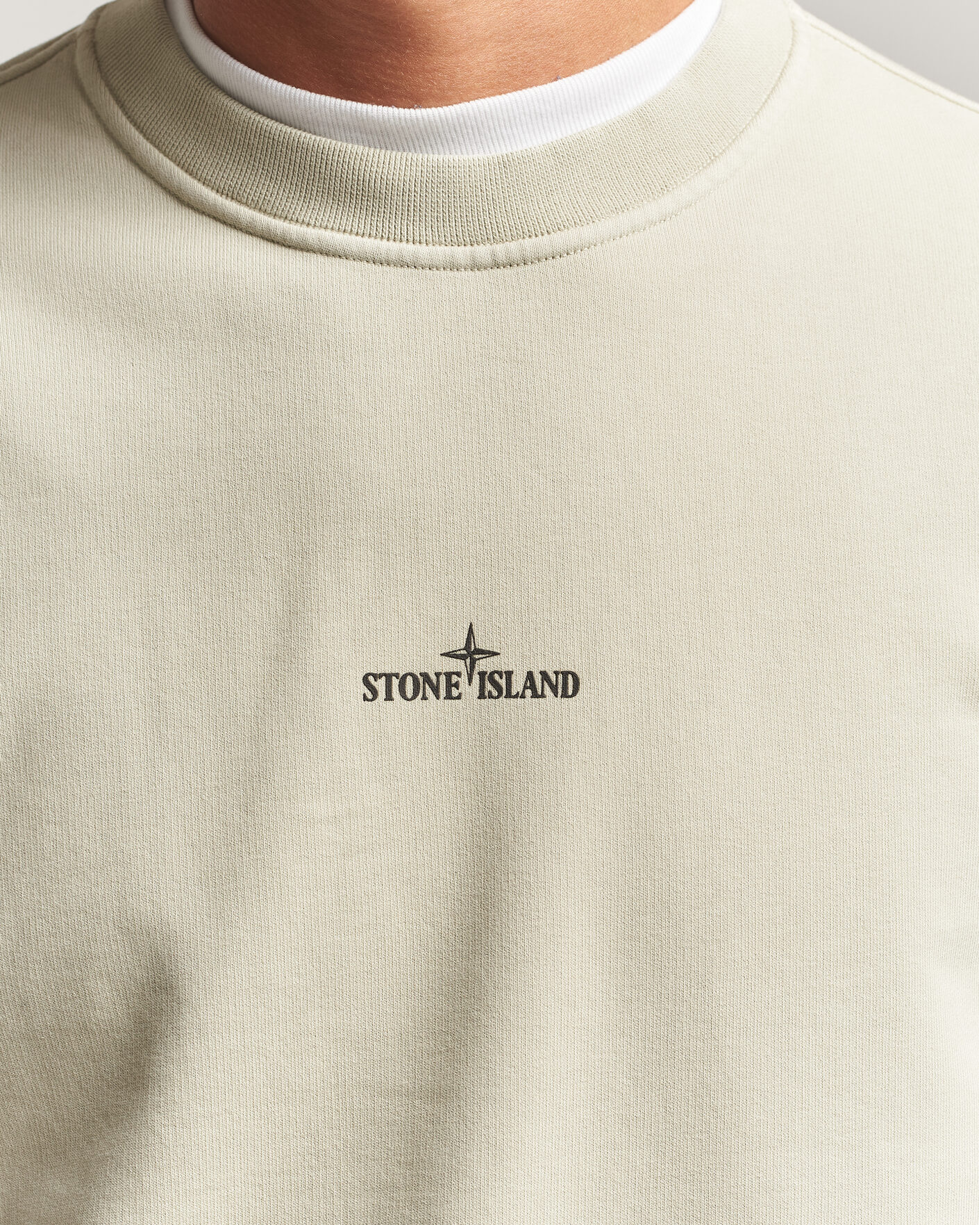 Hombres | Jerséis y prendas de punto | Stone Island | Cotton Fleece Blurred Compas Print Sweatshirt Sand