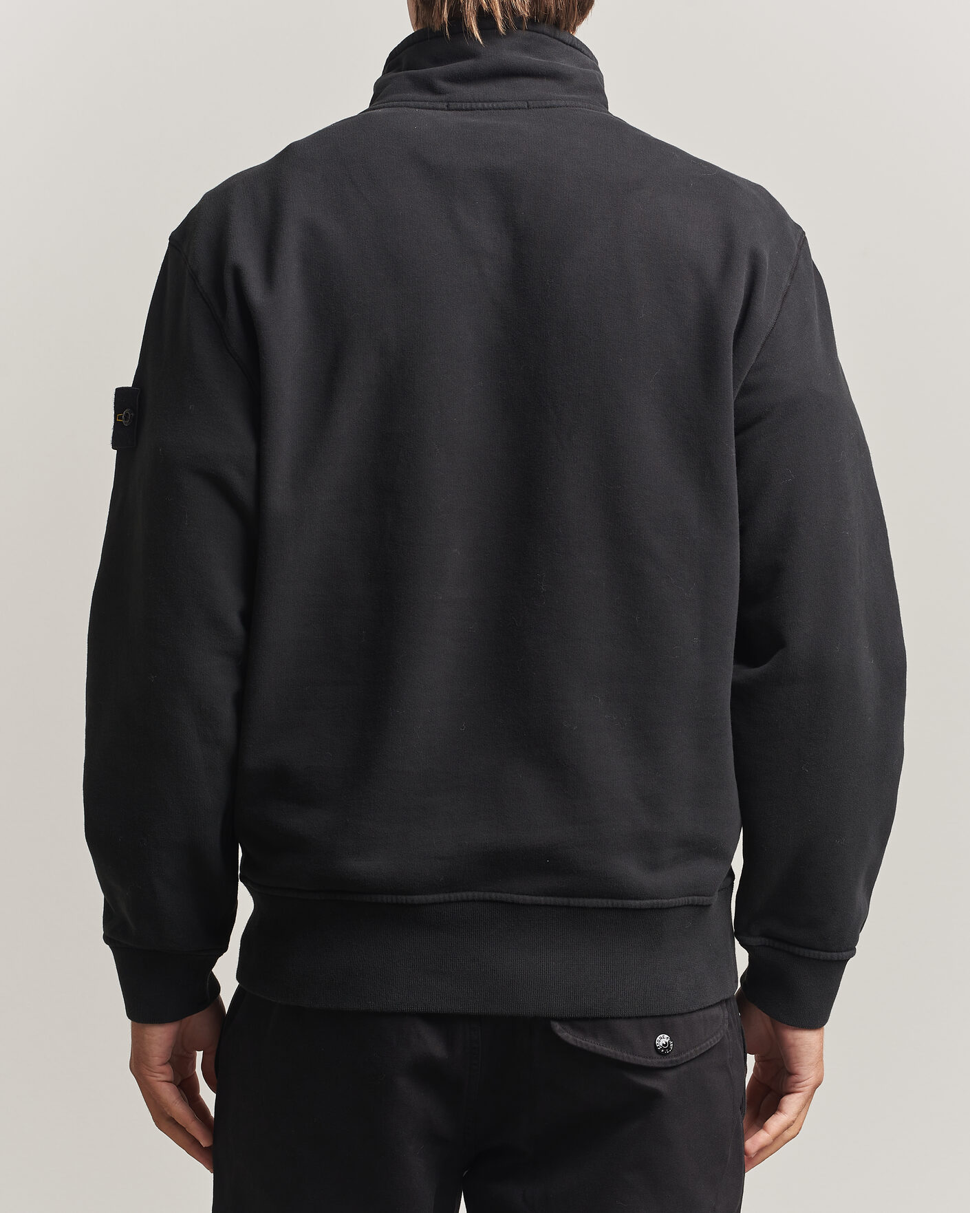 Hombres | Jerséis y prendas de punto | Stone Island | Brushed Cotton Fleece Half Zip Black
