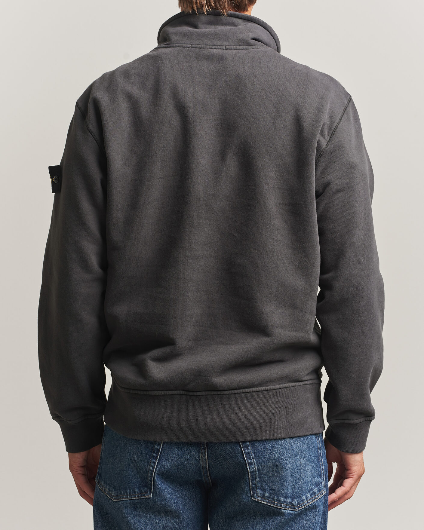 Hombres | Jerséis y prendas de punto | Stone Island | Brushed Cotton Fleece Half Zip Lead Grey
