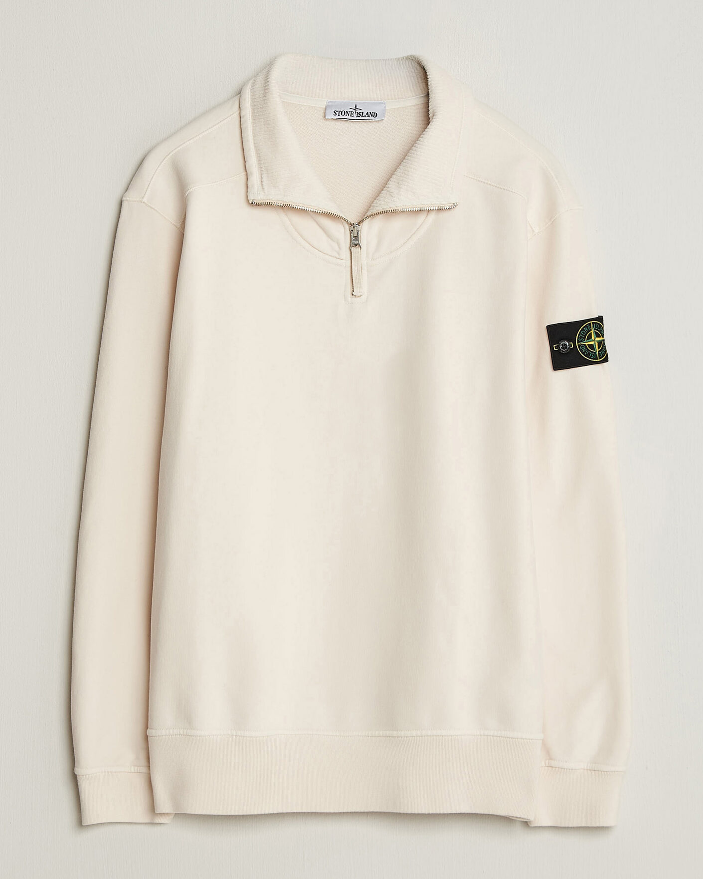 Hombres | Jerséis y prendas de punto | Stone Island | Brushed Cotton Fleece Half Zip Ivory
