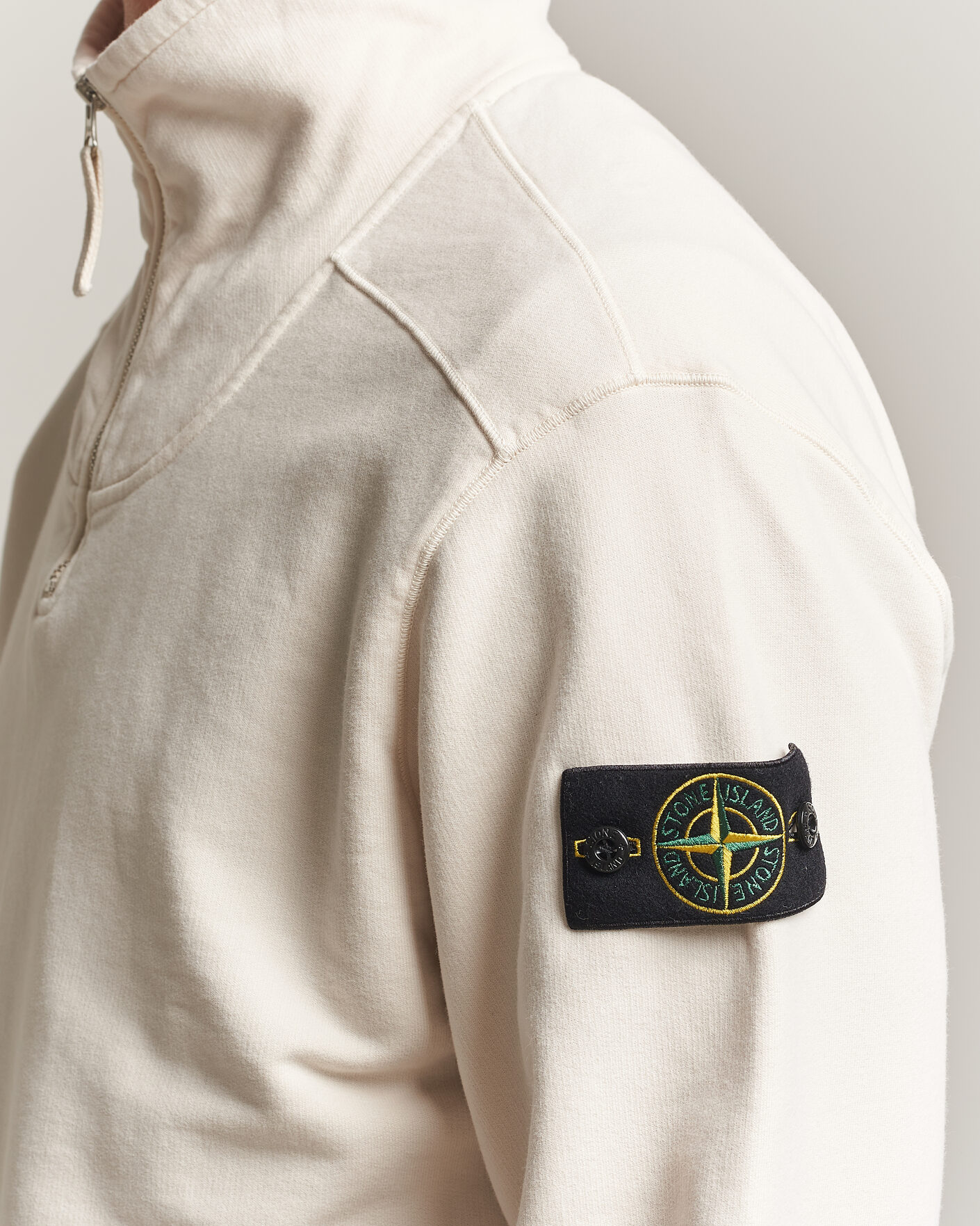 Hombres | Jerséis y prendas de punto | Stone Island | Brushed Cotton Fleece Half Zip Ivory